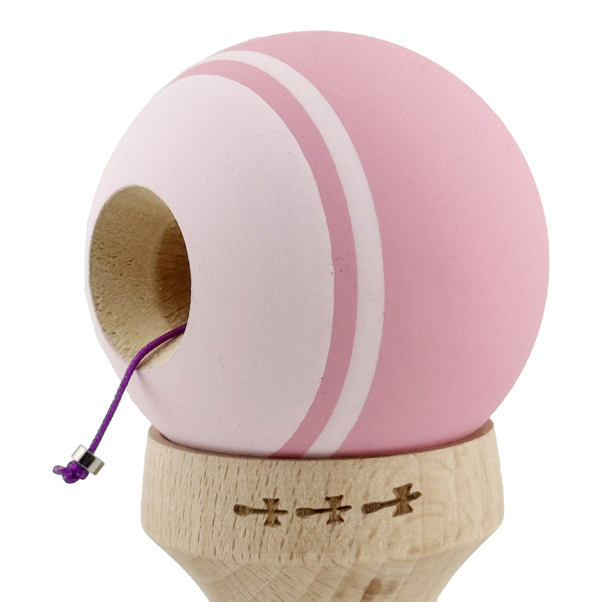 Kendama X Originala, Profesionala, Flippy, Rubber Grip, Cupe Mari KING SIZE V3, Gaura in Baza, Rulment Metalic, din lemn 18 cm, Ata 62/65 cm, Bicolor Roz/Roz deschis [7]