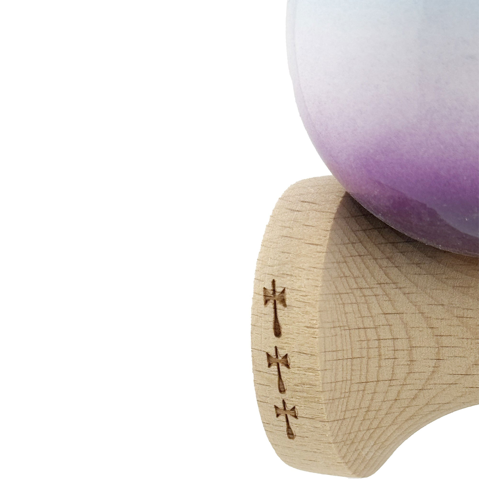 Kendama X Originala, Profesionala, Flippy, Big Cups V2, Super Sticky cu Cupe Mari, din lemn 18 cm, Rulment Metalic cu Ata 55 cm, Albastru/Alb/Mov [6]