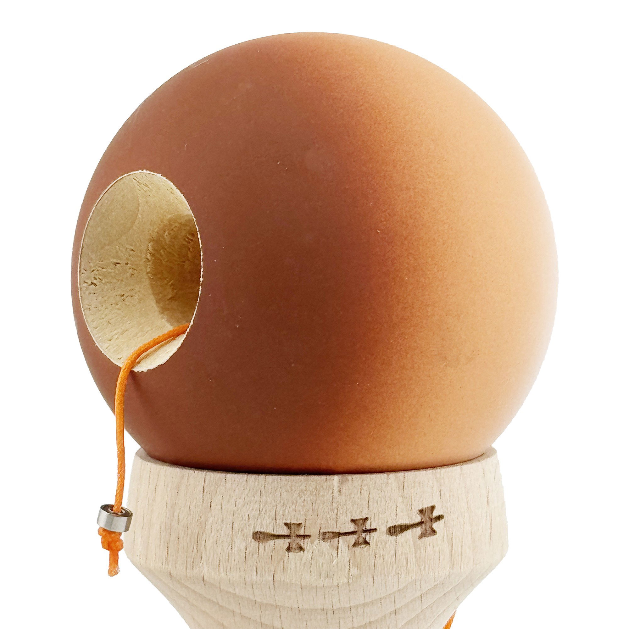 Kendama X Originala, Profesionala, Flippy, Cupe Mari KING SIZE V3, Rubber Grip, Gaura in Baza, Rulment Metalic, din lemn 18 cm, Ata 62/65 cm, Gradient Alb/Maro [6]