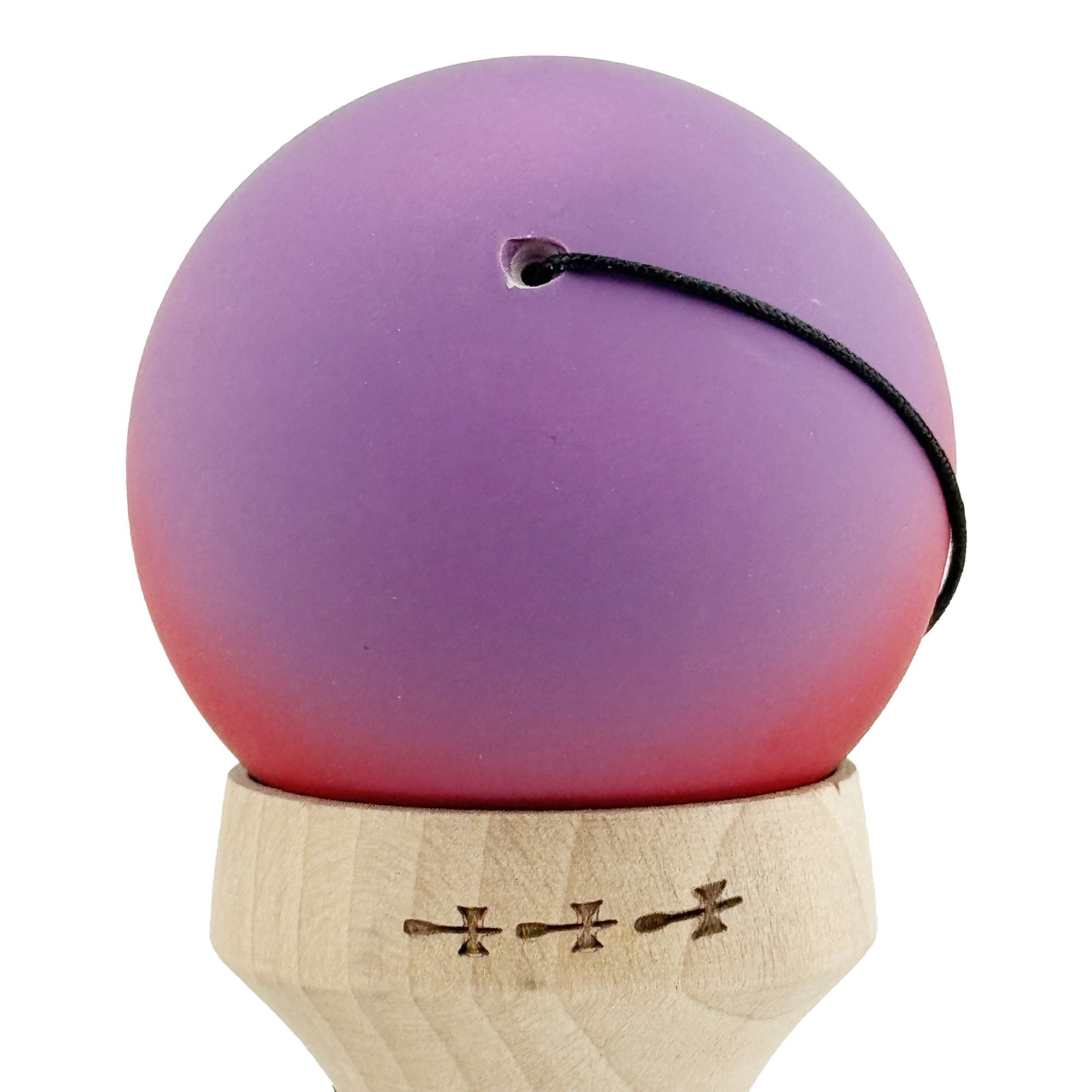 Kendama X Originala, Profesionala, Flippy, Cupe Mari KING SIZE V3, Rubber Grip, Gaura in Baza, Rulment Metalic, din lemn 18 cm, Ata 62/65 cm, Gradient Mov/Rosu/Negru [9]