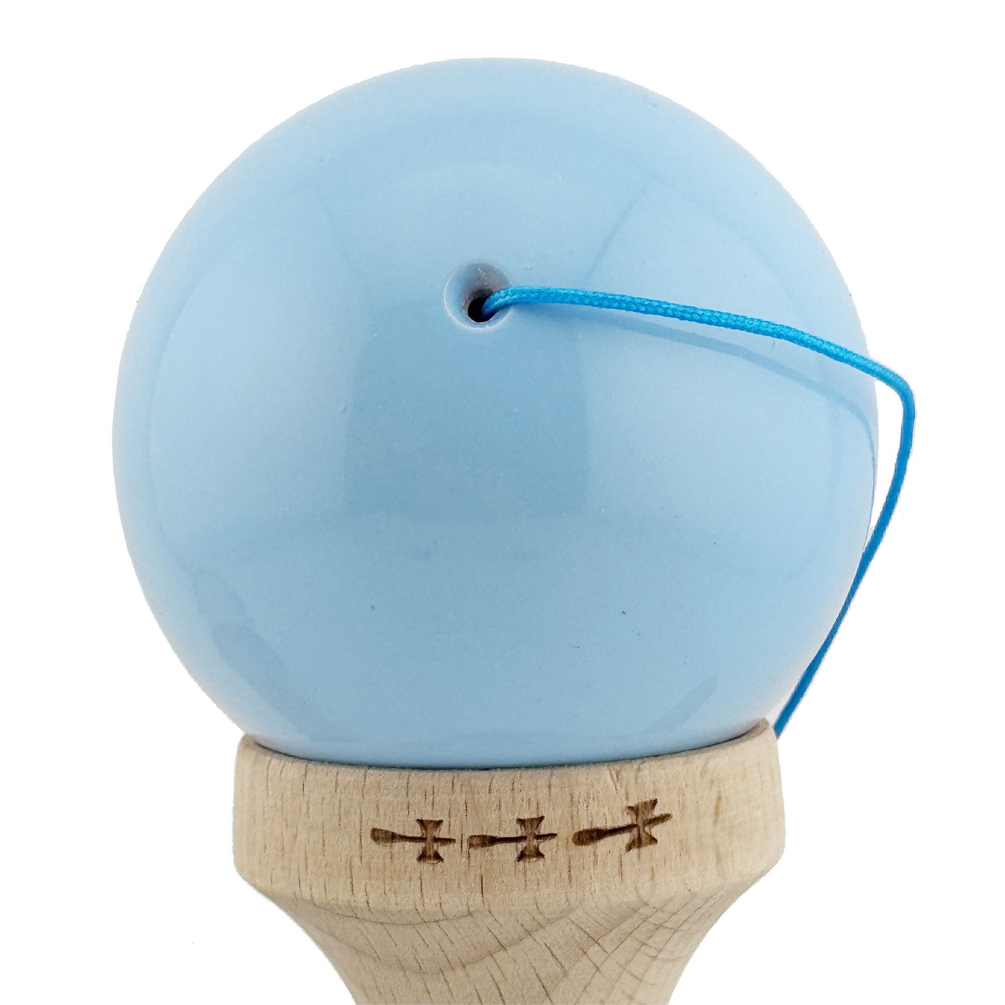 Kendama X Originala, Profesionala, Flippy, Big Cups V2, Super Sticky cu Cupe Mari, din lemn 18 cm, Rulment Metalic cu Ata 55 cm, Albastru deschis/Roz [8]