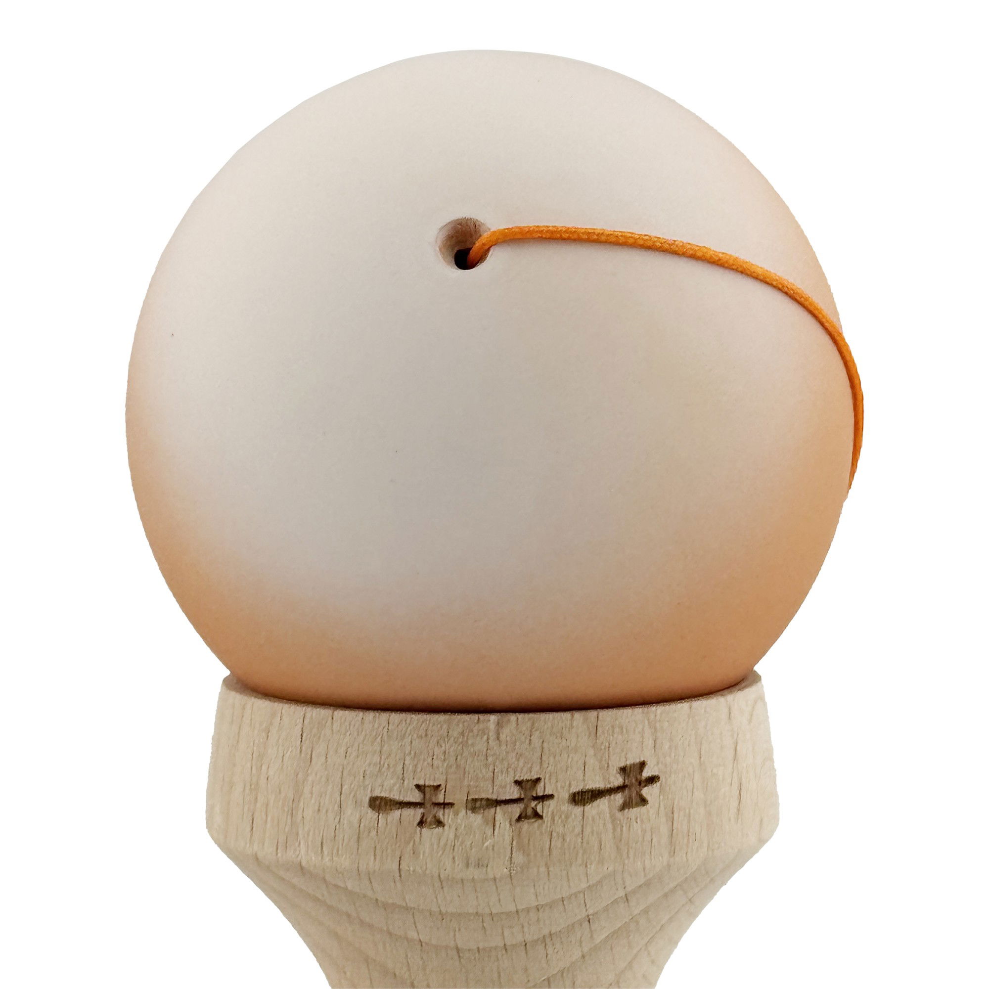 Kendama X Originala, Profesionala, Flippy, Cupe Mari KING SIZE V3, Rubber Grip, Gaura in Baza, Rulment Metalic, din lemn 18 cm, Ata 62/65 cm, Gradient Alb/Maro [9]