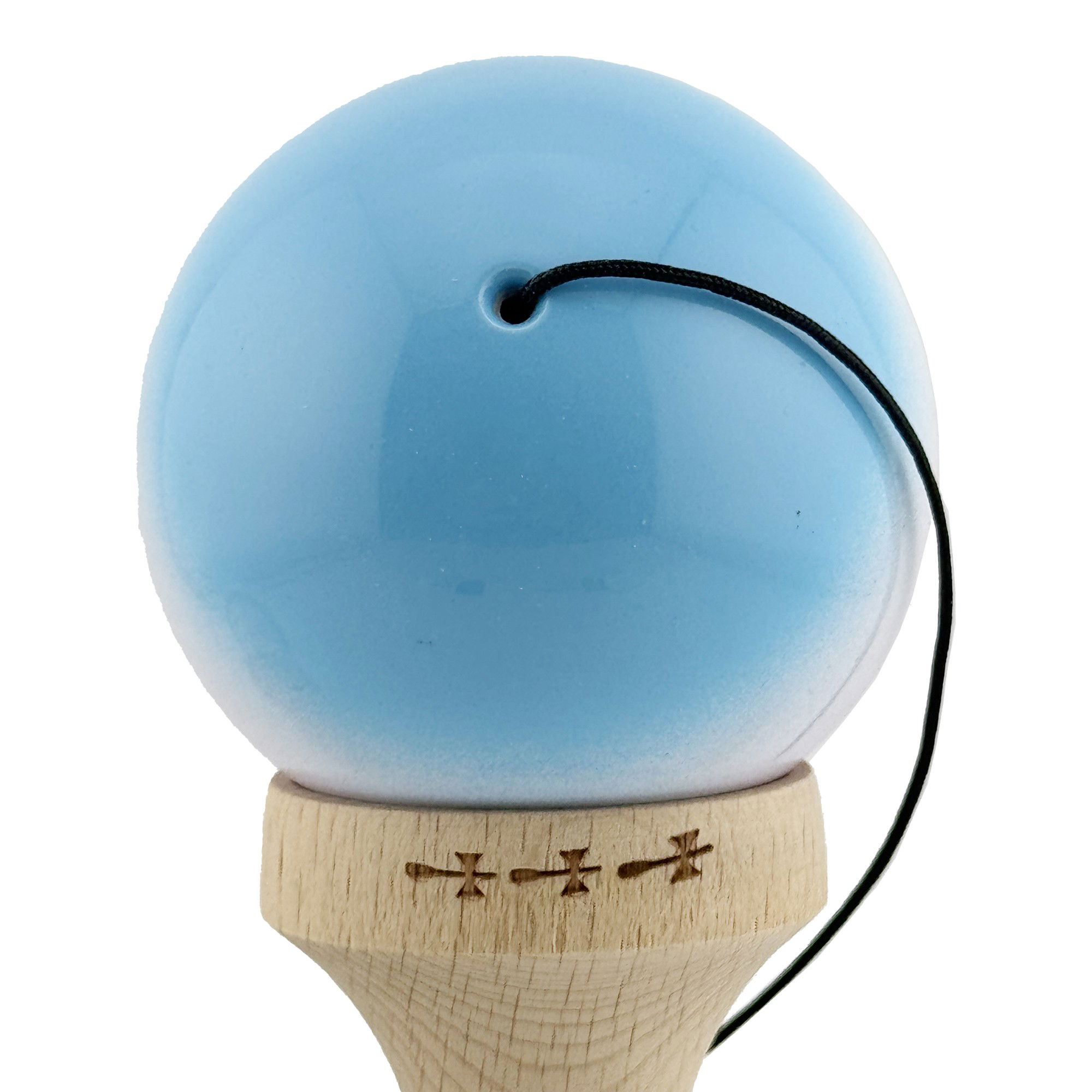 Kendama X Originala, Profesionala, Flippy, Big Cups V2, Super Sticky cu Cupe Mari, din lemn 18 cm, Rulment Metalic cu Ata 55 cm, Albastru/Alb/Mov [8]
