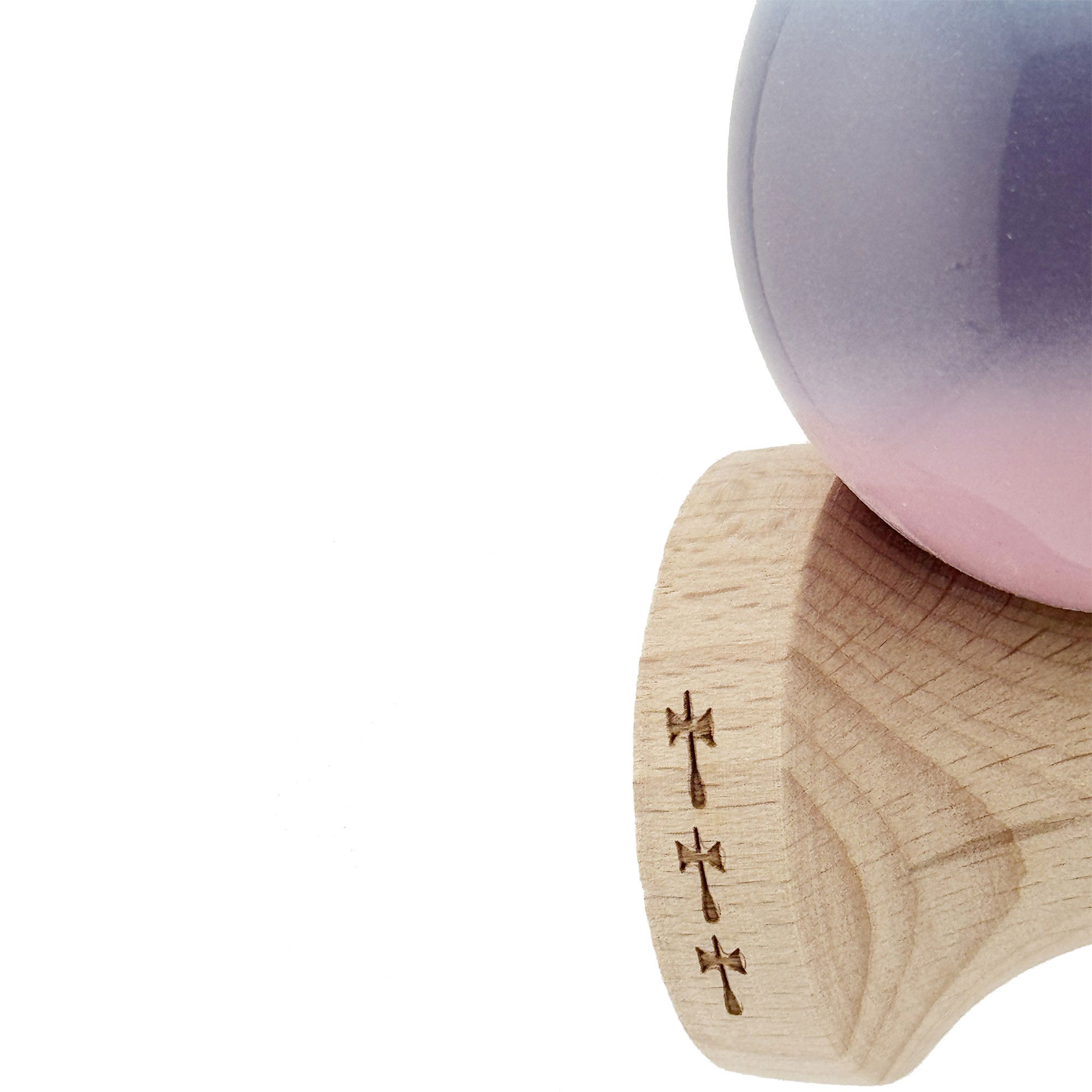 Kendama X Originala, Profesionala, Flippy, Big Cups V2, Super Sticky cu Cupe Mari, din lemn 18 cm, Rulment Metalic cu Ata 55 cm, Albastru/Mov/Roz [6]