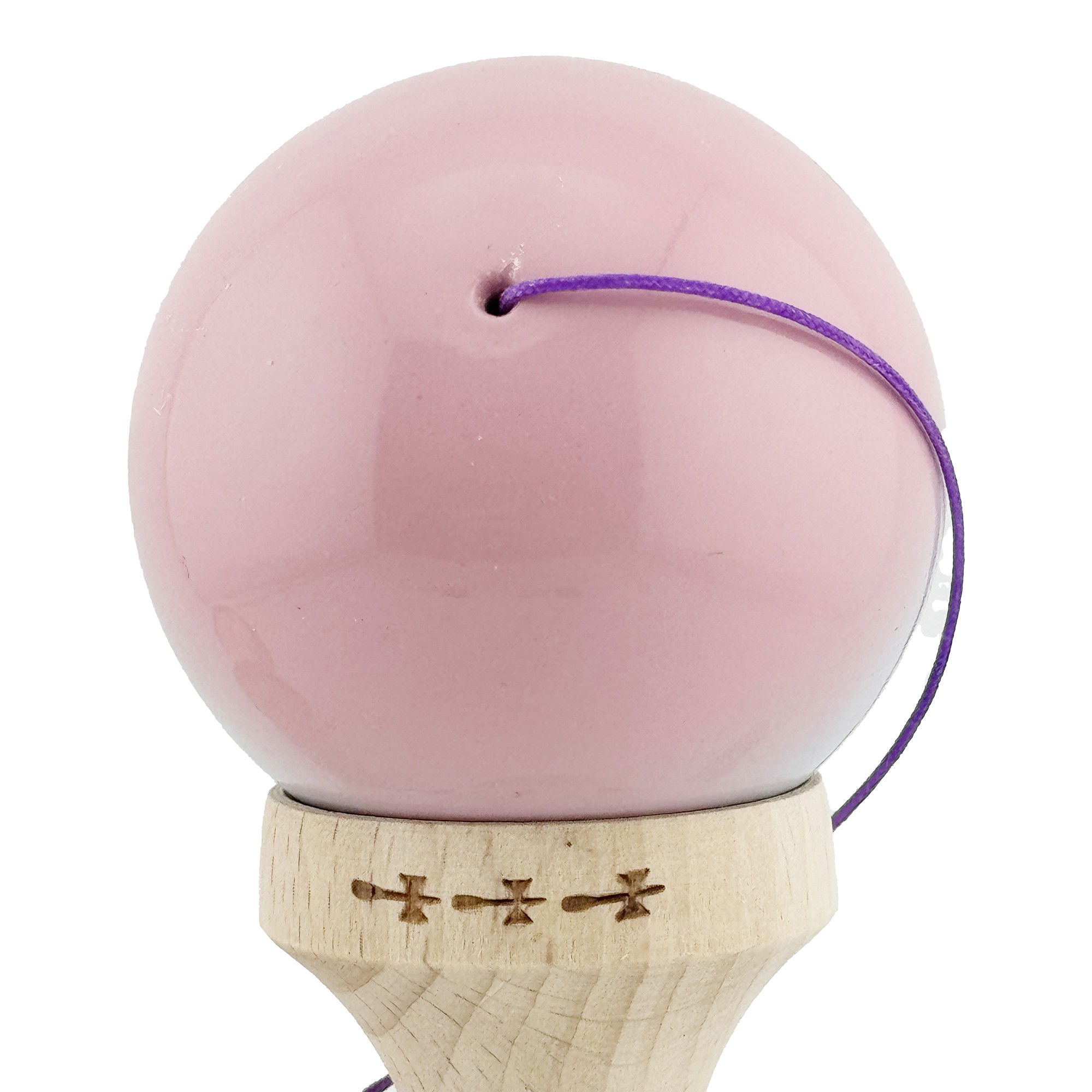 Kendama X Originala, Profesionala, Flippy, Big Cups V2, Super Sticky cu Cupe Mari, din lemn 18 cm, Rulment Metalic cu Ata 55 cm, Roz/Albastru deschis [8]