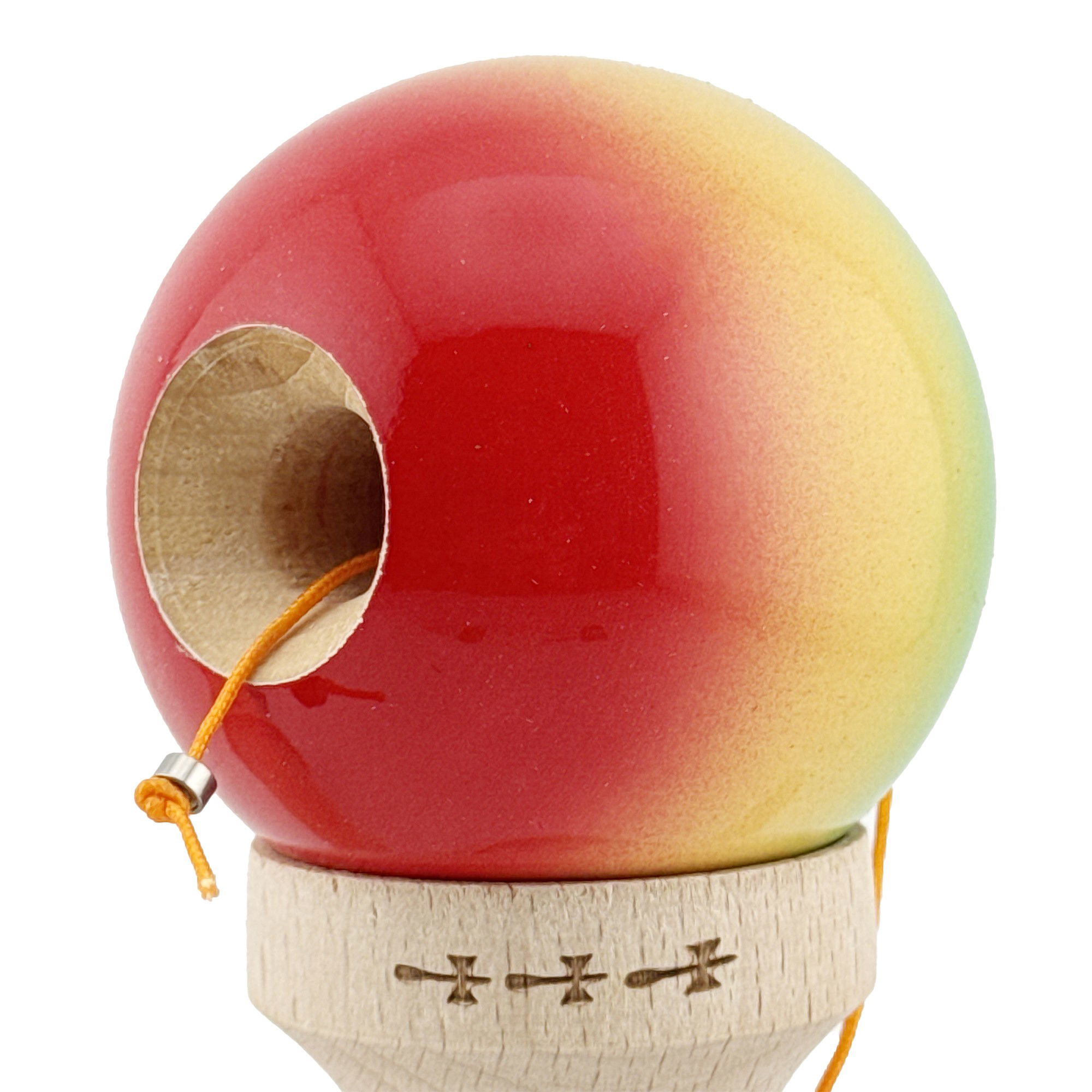 Kendama X Originala, Profesionala, Flippy, Big Cups V2, Super Sticky Cupe Mari, Rulment Metalic cu Ata 55 cm, Verde/Galben/Rosu [5]