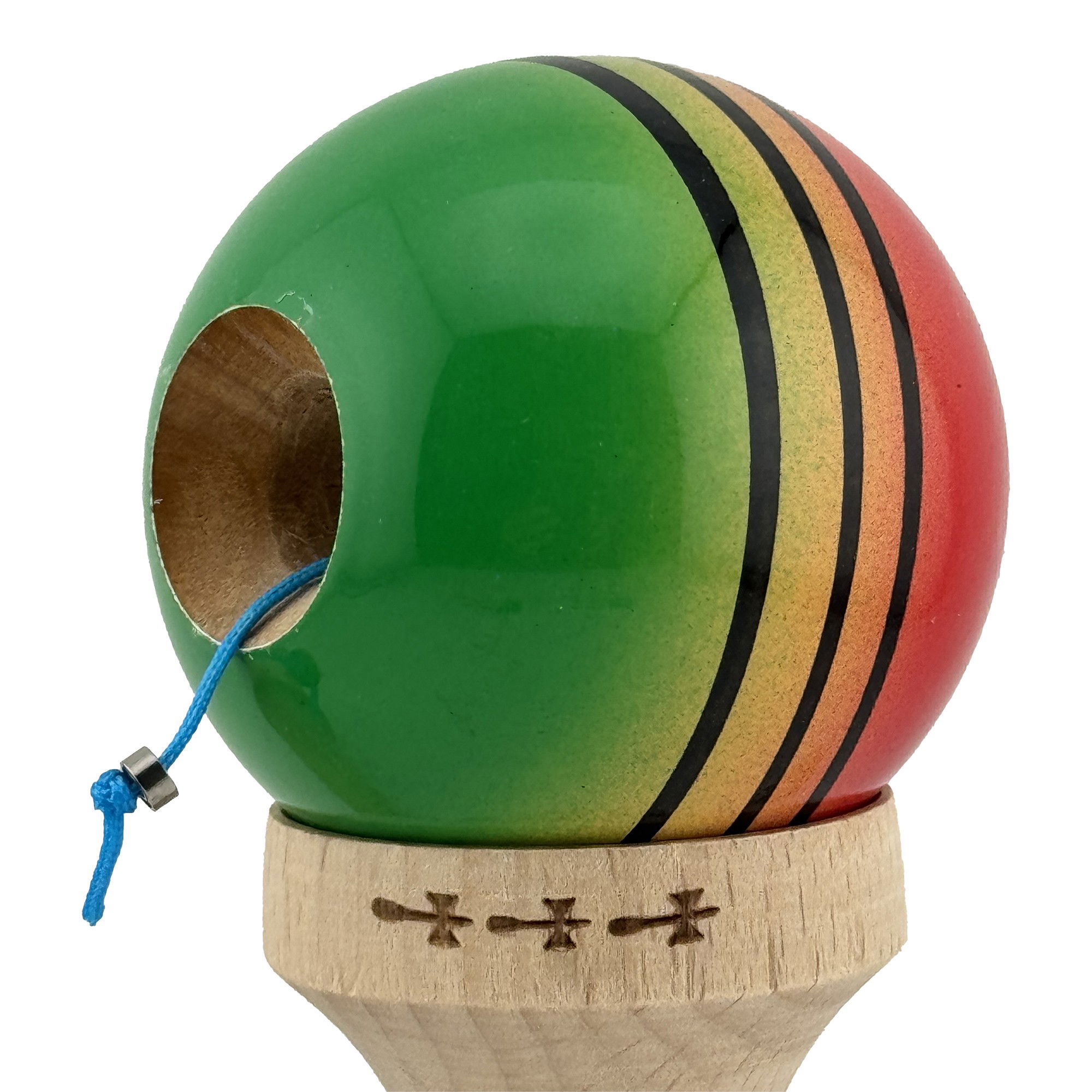 Kendama X Originala, Profesionala, Flippy, Big Cups V2, Super Sticky Legendary Cupe Mari, Rulment Metalic cu Ata 55 cm, Rosu/Galben/Verde [5]