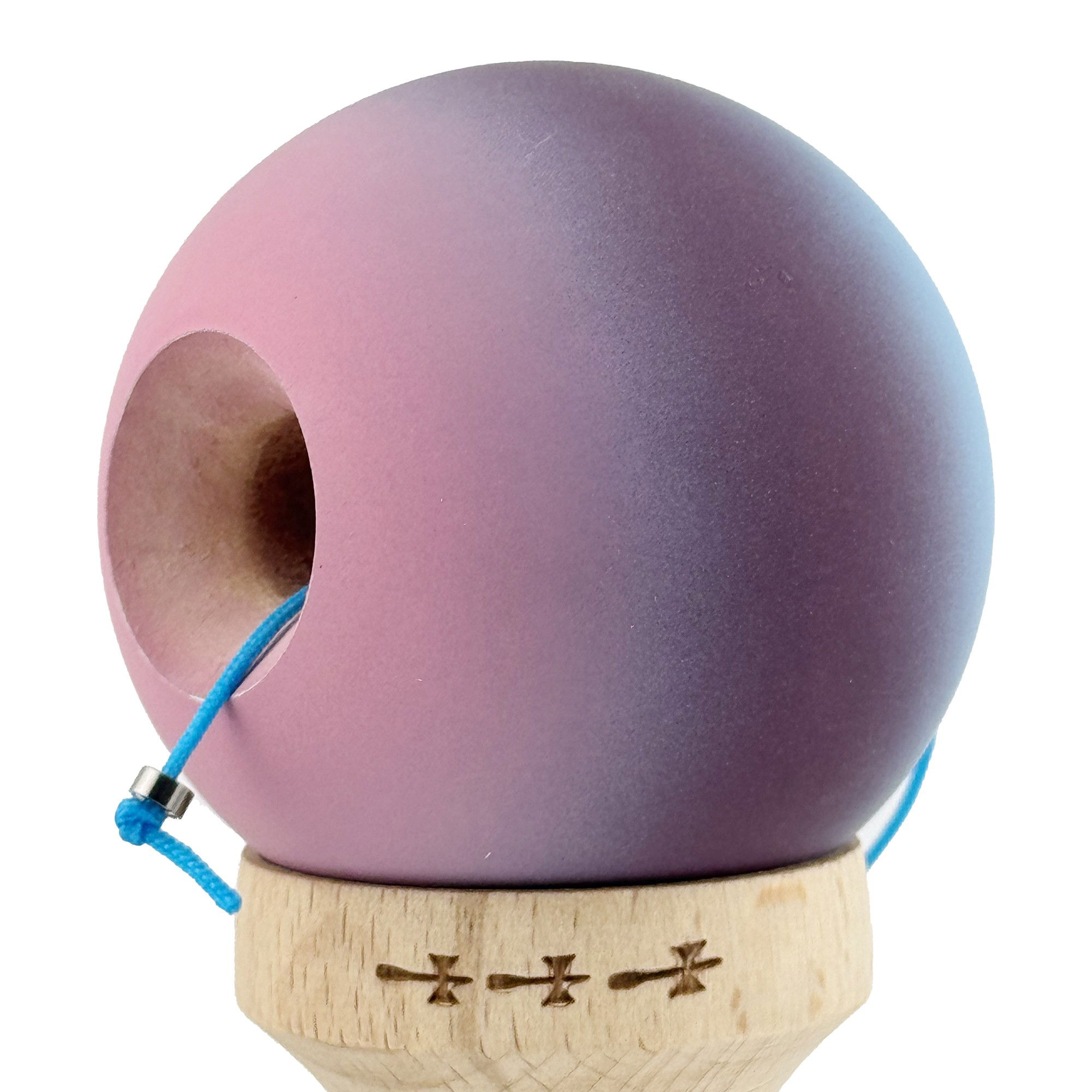 Kendama X Originala, Profesionala, Flippy, Big Cups V2, Rubber Grip cu Cupe Mari, Rulment Metalic cu Ata 55 cm, Gradient Albastru/Mov/Roz [5]