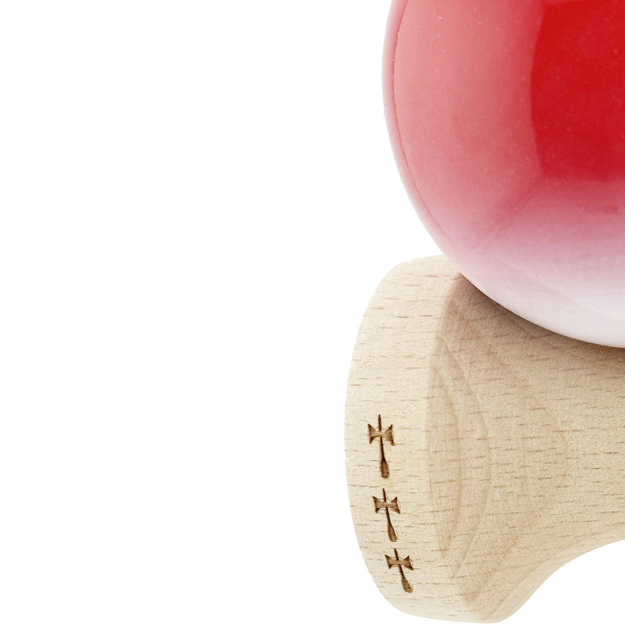 Kendama X Originala, Profesionala, Flippy, Big Cups V2, Super Sticky cu Cupe Mari, din lemn 18 cm, Rulment Metalic cu Ata 55 cm, Gradient Rosu/Alb [6]