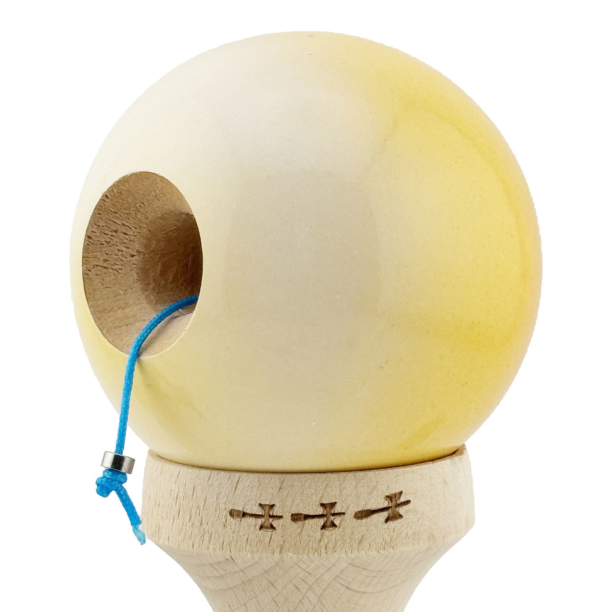 Kendama X Originala, Profesionala, Flippy, Big Cups V2, Super Sticky cu Cupe Mari, din lemn 18 cm, Rulment Metalic cu Ata 55 cm, Portocaliu/Galben/Alb [5]