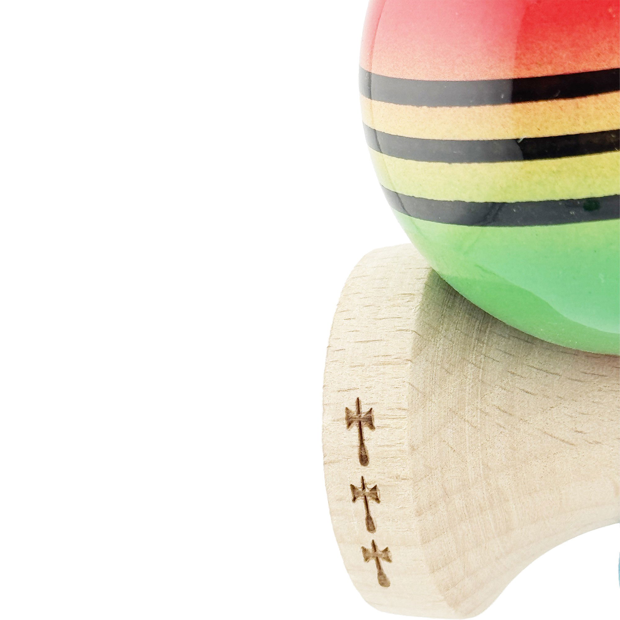 Kendama X Originala, Profesionala, Flippy, Big Cups V2, Super Sticky Legendary Cupe Mari, Rulment Metalic cu Ata 55 cm, Rosu/Galben/Verde [6]