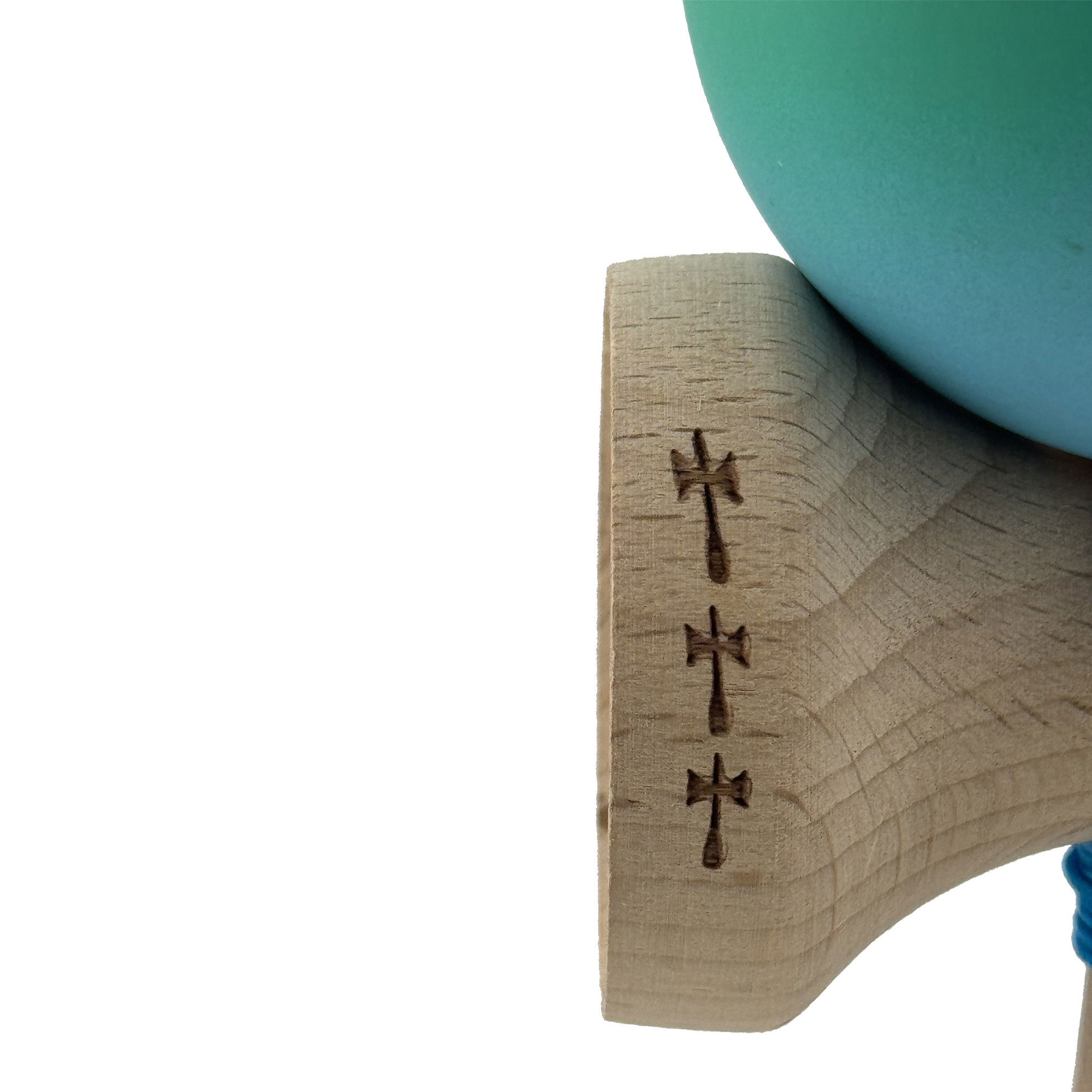 Kendama X Originala, Profesionala, Flippy, Big Cups V2, Rubber Grip cu Cupe Mari, Rulment Metalic cu Ata 55 cm, Verde/Albastru [7]