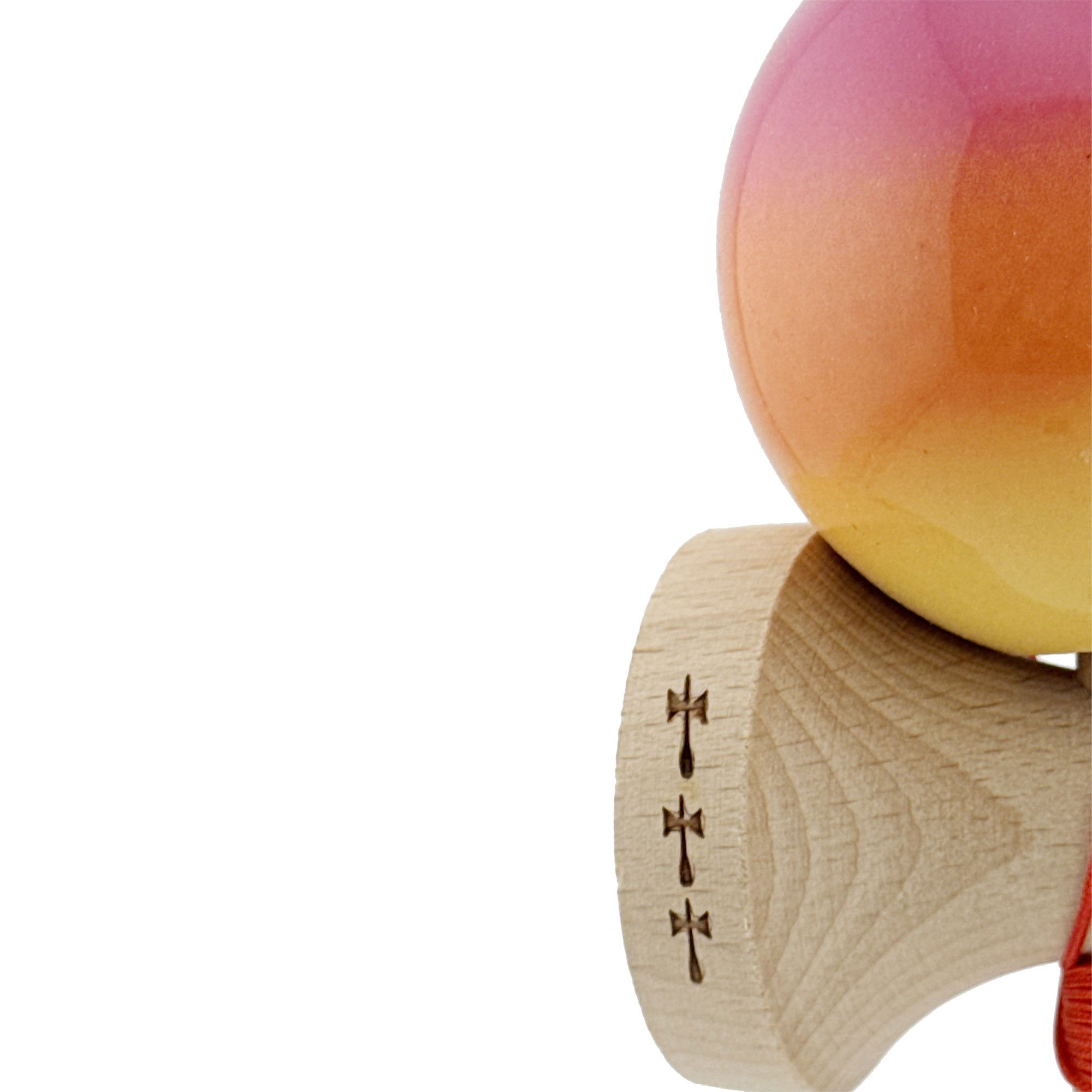 Kendama X Originala, Profesionala, Flippy, Big Cups V2, Super Sticky Cupe Mari, Rulment Metalic cu Ata 55 cm, Roz/Portocaliu/Galben [6]