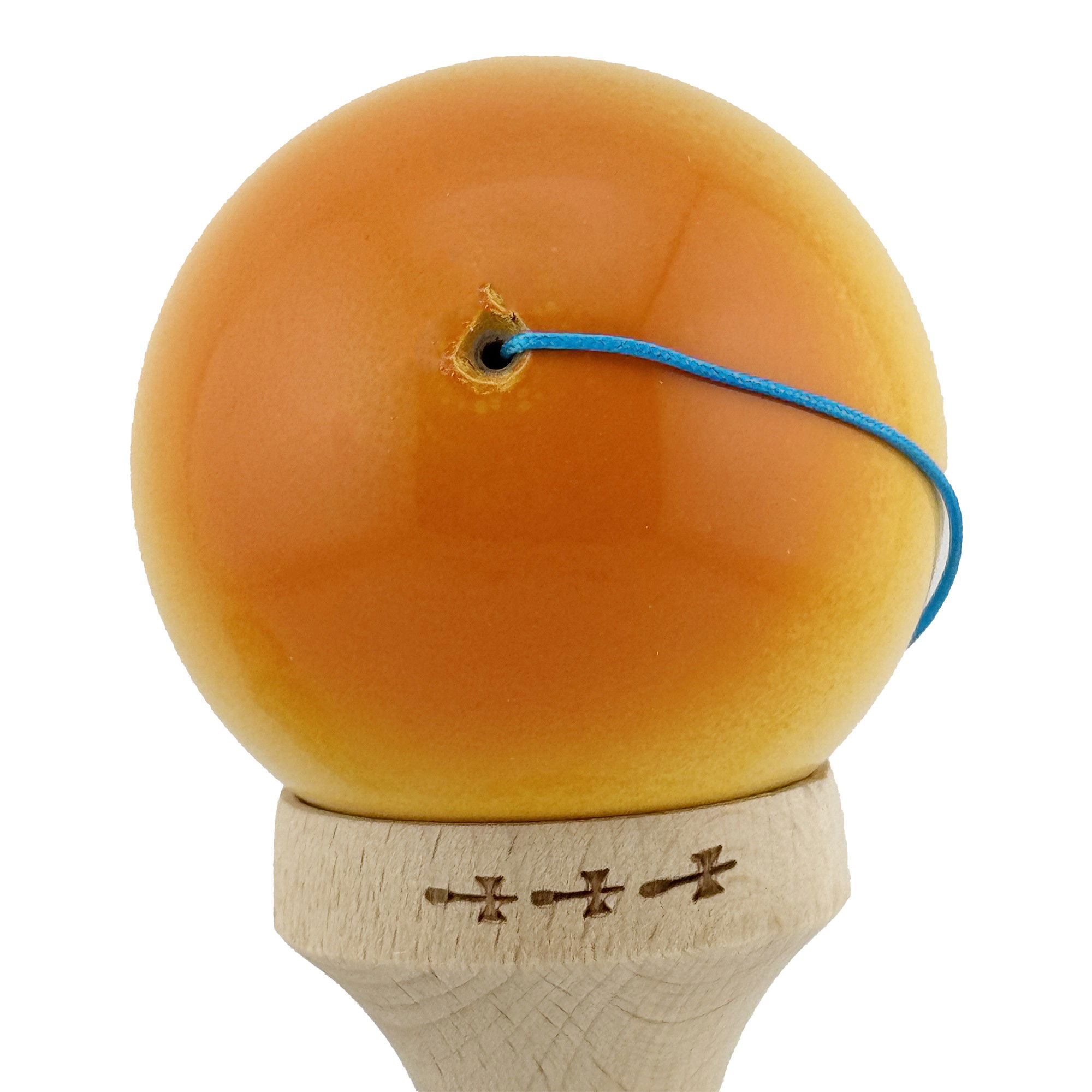 Kendama X Originala, Profesionala, Flippy, Big Cups V2, Super Sticky cu Cupe Mari, din lemn 18 cm, Rulment Metalic cu Ata 55 cm, Portocaliu/Galben/Alb [8]