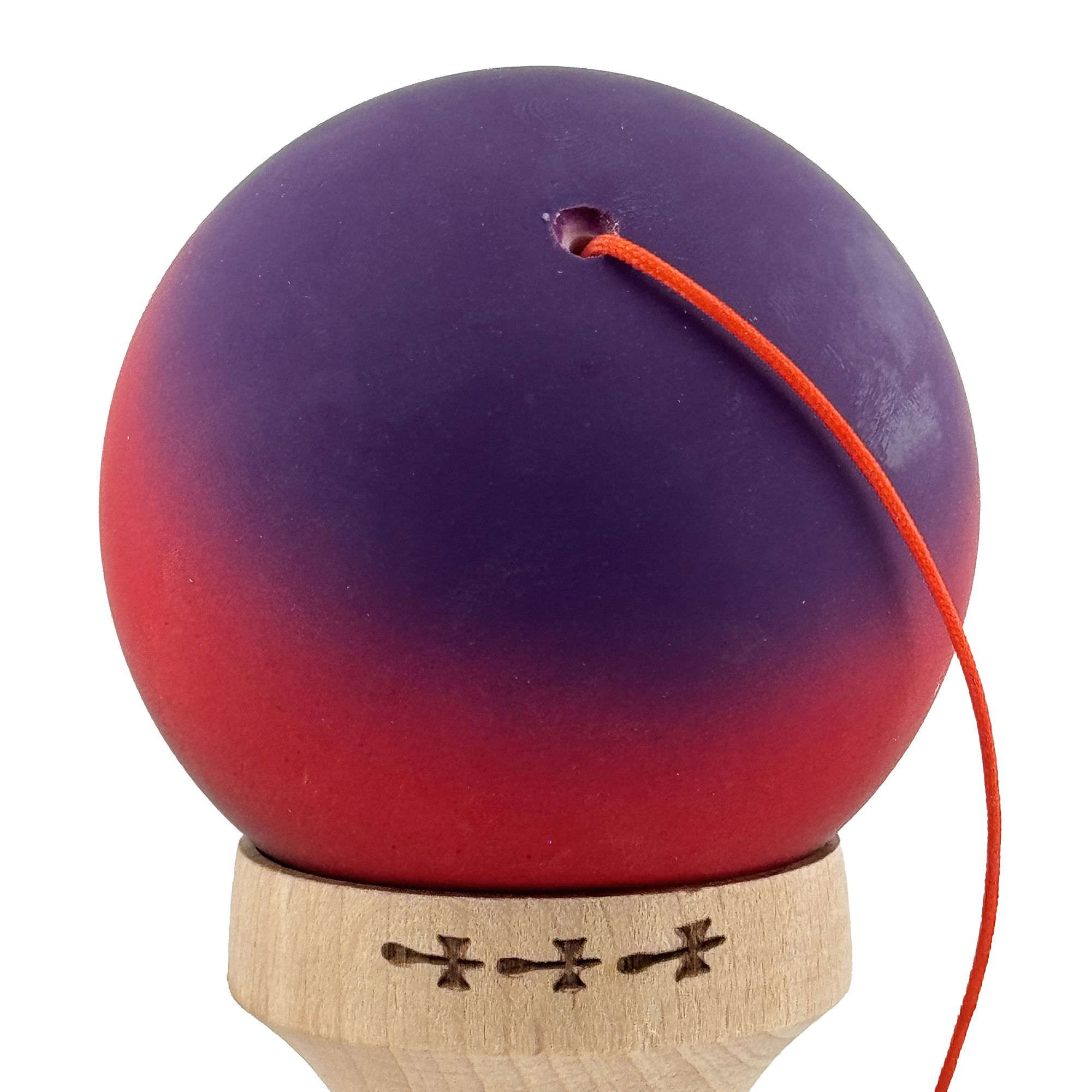 Kendama X Originala, Profesionala, Flippy, Big Cups V2, Rubber Grip cu Cupe Mari, Rulment Metalic cu Ata 55 cm, Mov/Rosu/Negru [5]