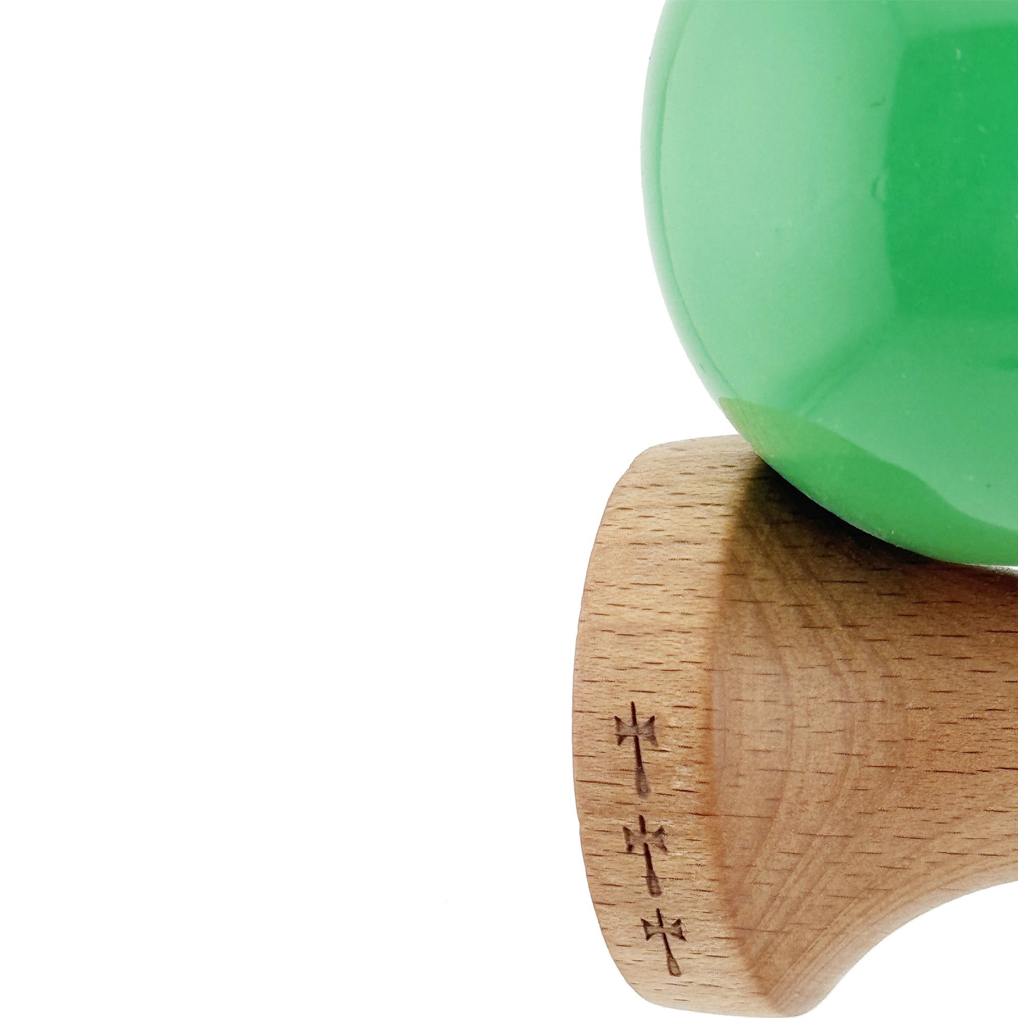 Kendama X Originala, Profesionala, Flippy, Big Cups V2, Super Sticky cu Cupe Mari, Rulment Metalic, din lemn 18 cm, Ata 55 cm, Albastru/Verde [7]