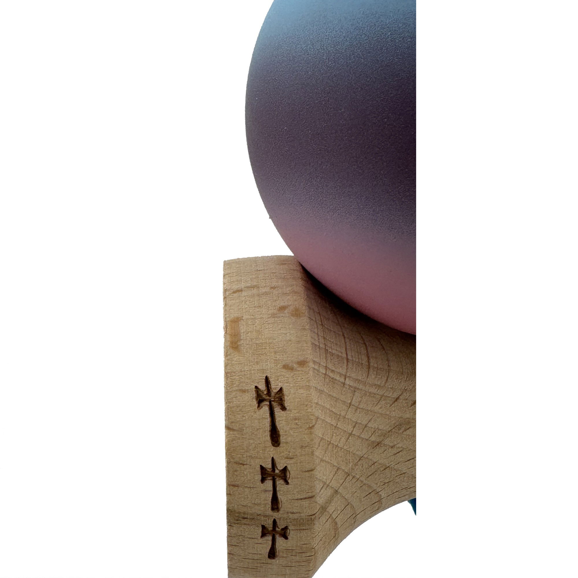 Kendama X Originala, Profesionala, Flippy, Big Cups V2, Rubber Grip cu Cupe Mari, Rulment Metalic cu Ata 55 cm, Gradient Albastru/Mov/Roz [6]