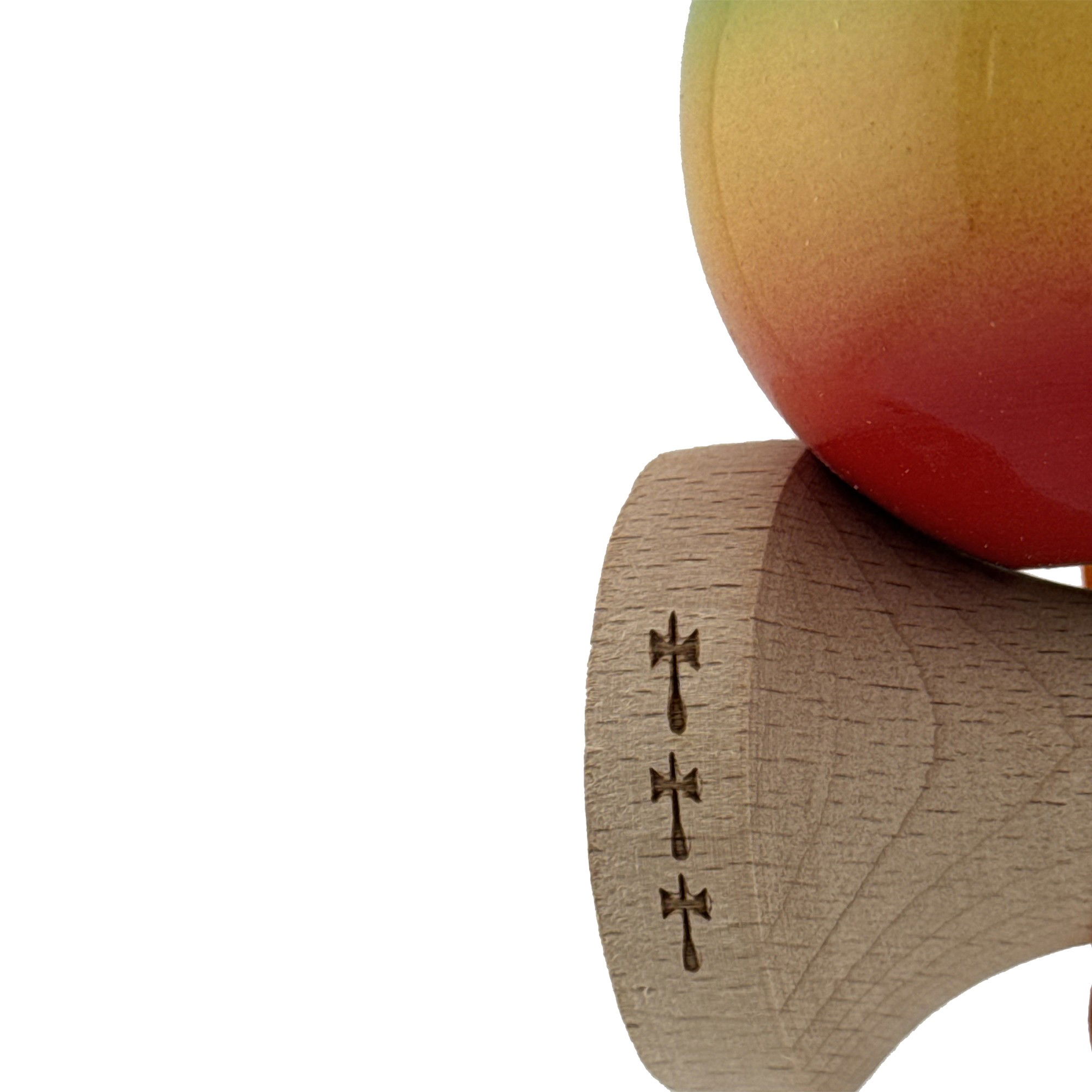 Kendama X Originala, Profesionala, Flippy, Big Cups V2, Super Sticky Cupe Mari, Rulment Metalic cu Ata 55 cm, Verde/Galben/Rosu [6]