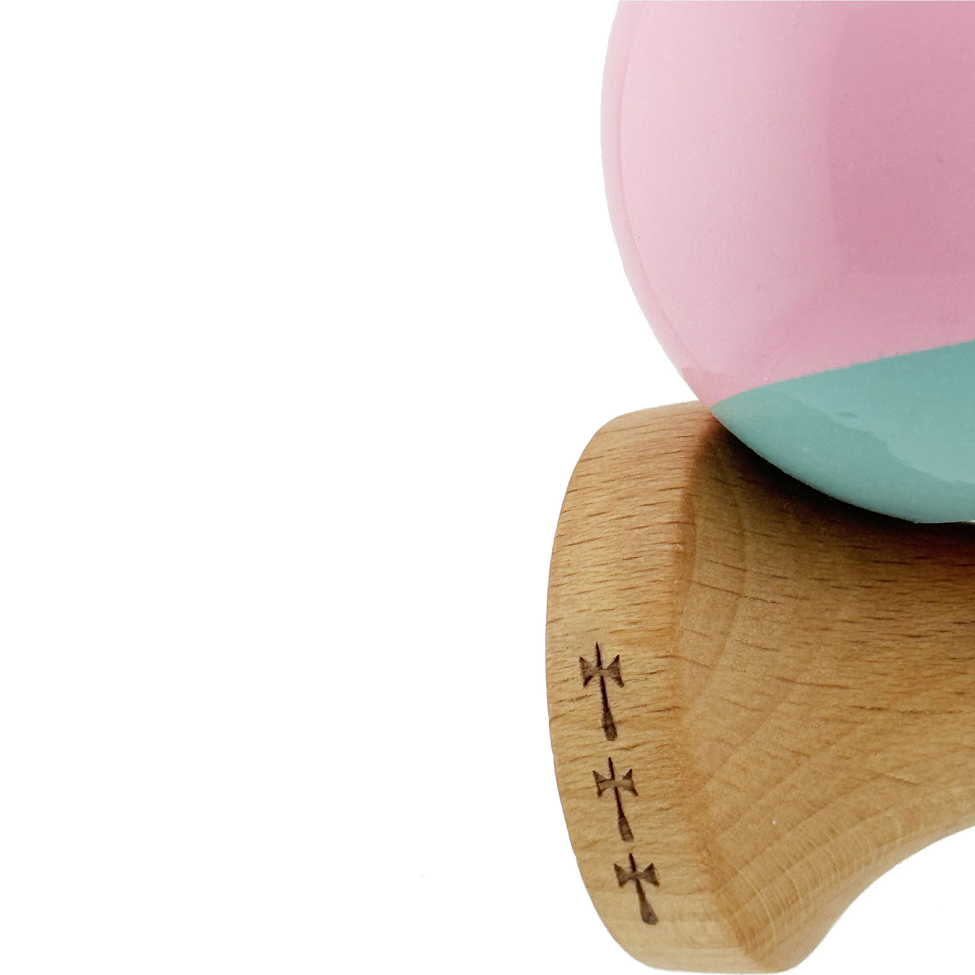 Kendama X Originala, Profesionala, Flippy, Big Cups V2, Super Sticky cu Cupe Mari, Rulment Metalic, din lemn 18 cm, Ata 55 cm, Roz/Verde [7]