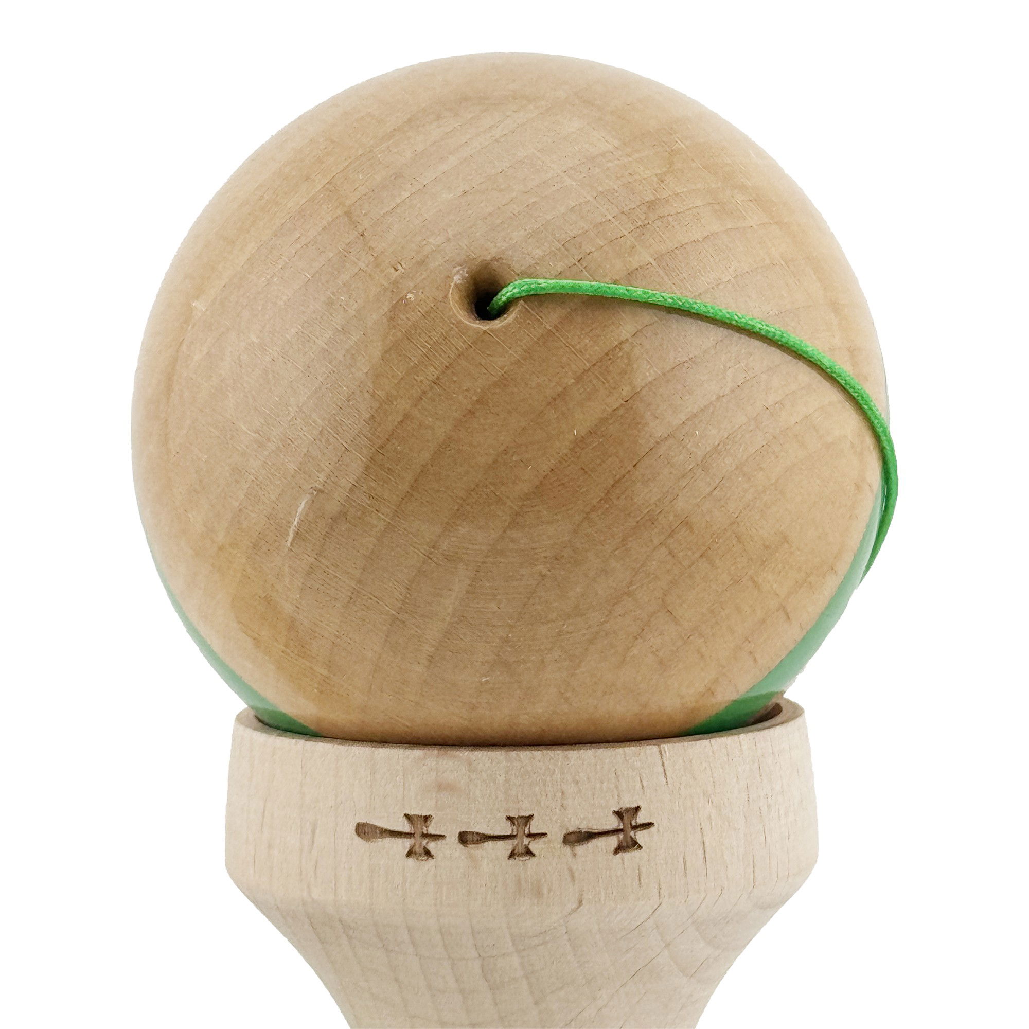 Kendama X Originala, Profesionala, Flippy, Super Sticky, Cupe Mari KING SIZE V3, Gaura in Baza, Rulment Metalic, din lemn 18 cm, Ata 62/65 cm, Original Verde [10]
