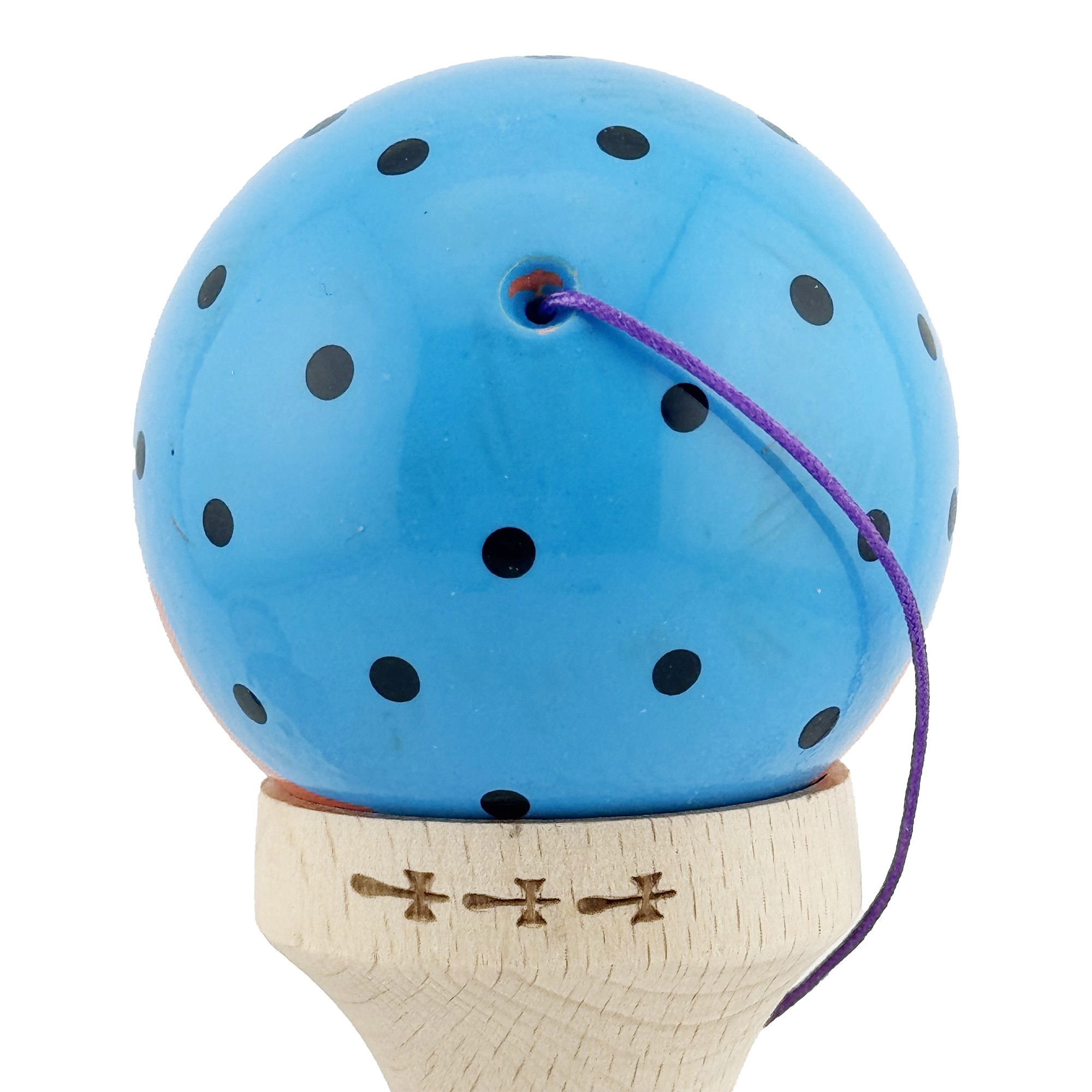 Kendama X Originala, Profesionala, Flippy, Big Cups V2, Super Sticky cu Cupe Mari, din lemn 18 cm, Rulment Metalic cu Ata 55 cm, Albastru/Portocaliu [8]