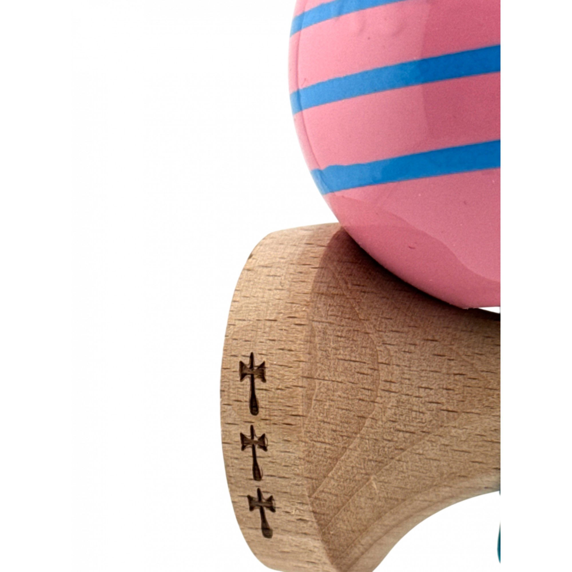 Kendama X Originala, Profesionala, Flippy, Big Cups V2, Super Sticky Legendary Cupe Mari, Rulment Metalic cu Ata 55 cm, Roz/Linii Albastre deschise [3]