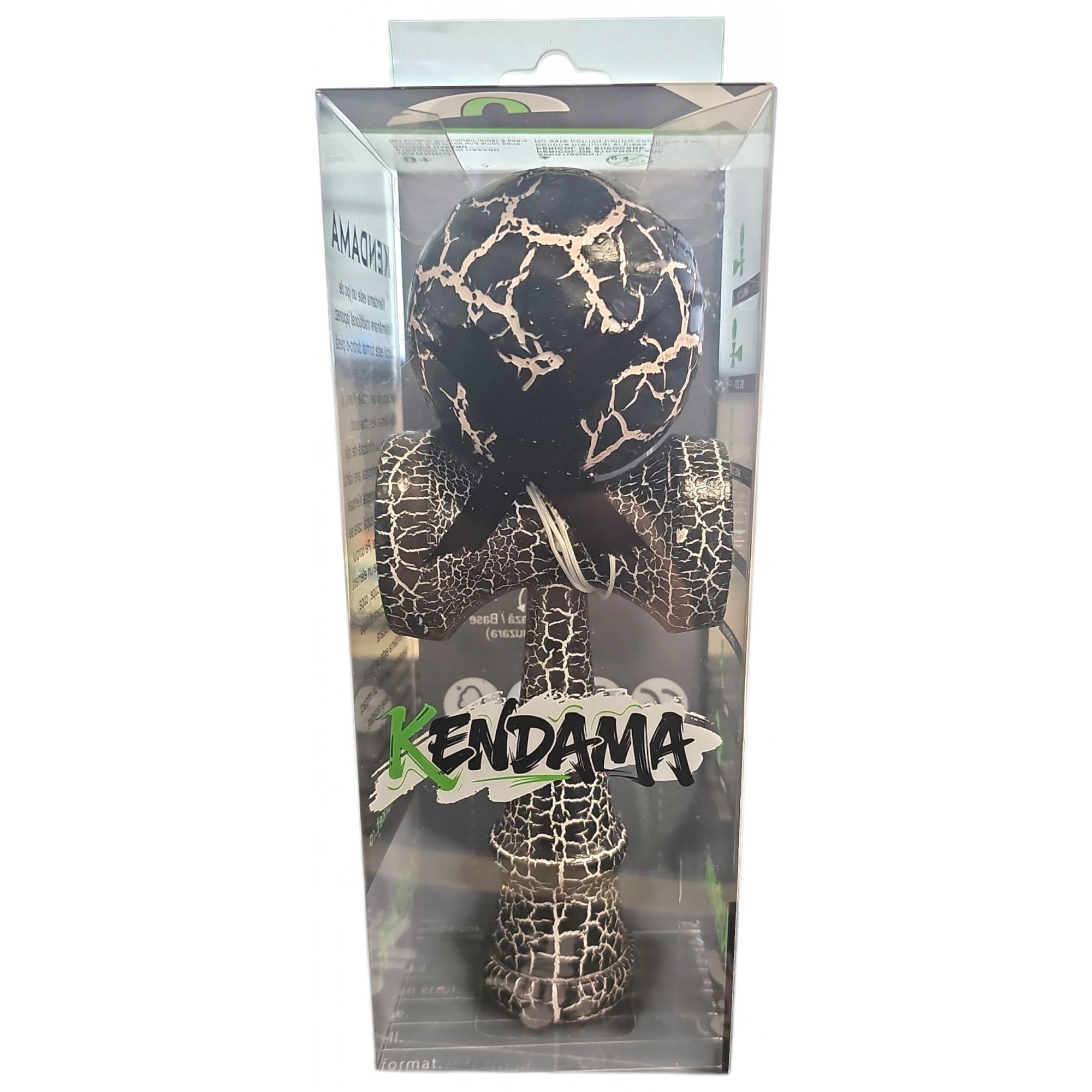 Kendama X Originala, Profesionala, Flippy, Cracked, din Lemn, 18 cm, Negru Alb [4]