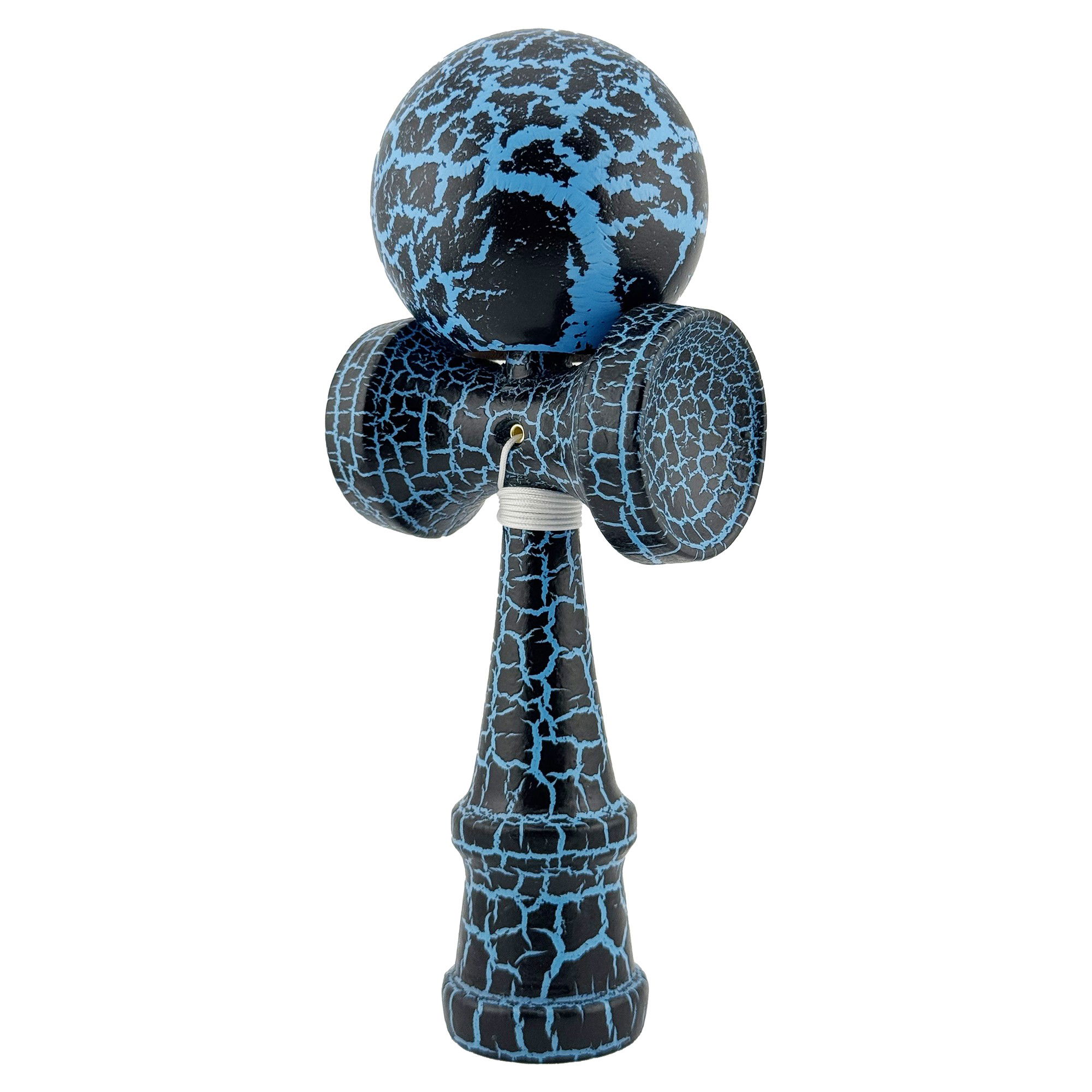 Kendama Cracked - Kendama X Originala, Profesionala, Flippy, Cracked, din Lemn, 18 cm,  Negru, Albastru