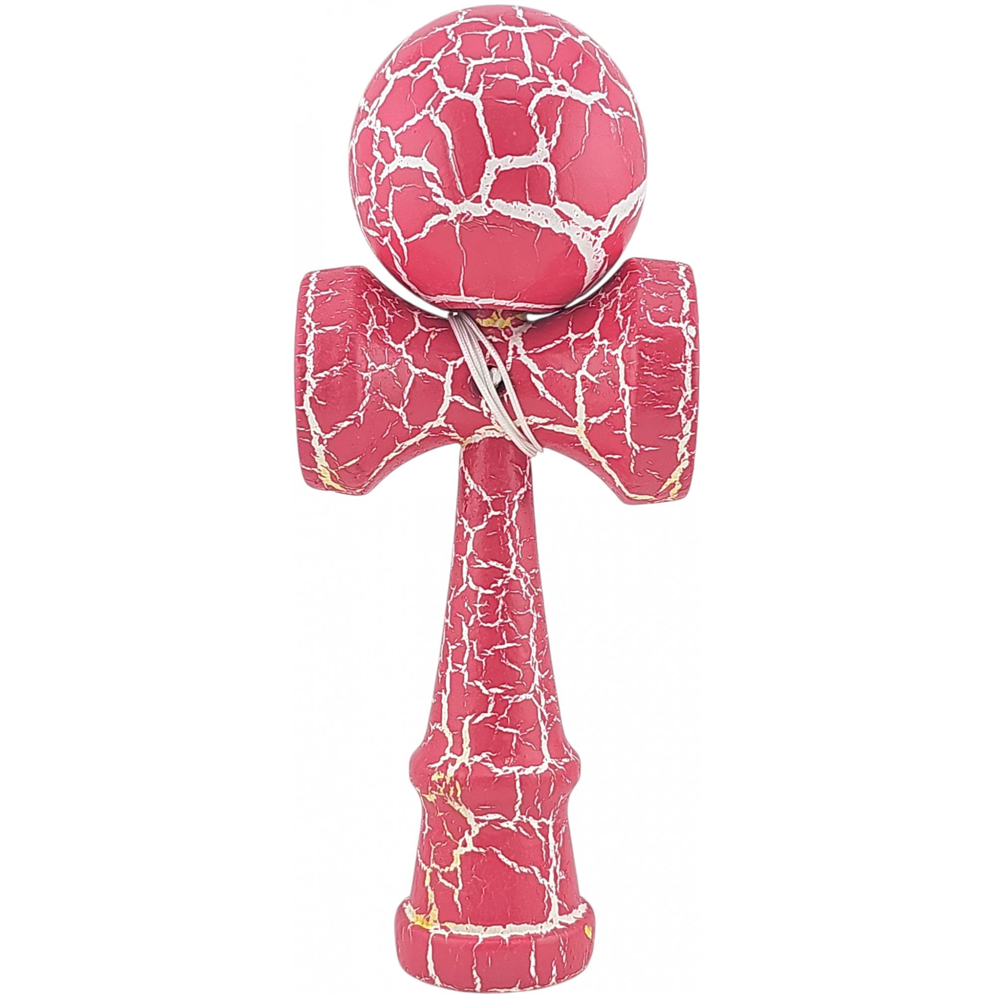 Kendama Cracked - Kendama X Originala, Profesionala, Flippy, Cracked, din Lemn, 18 cm, Roz Aprins/Alb