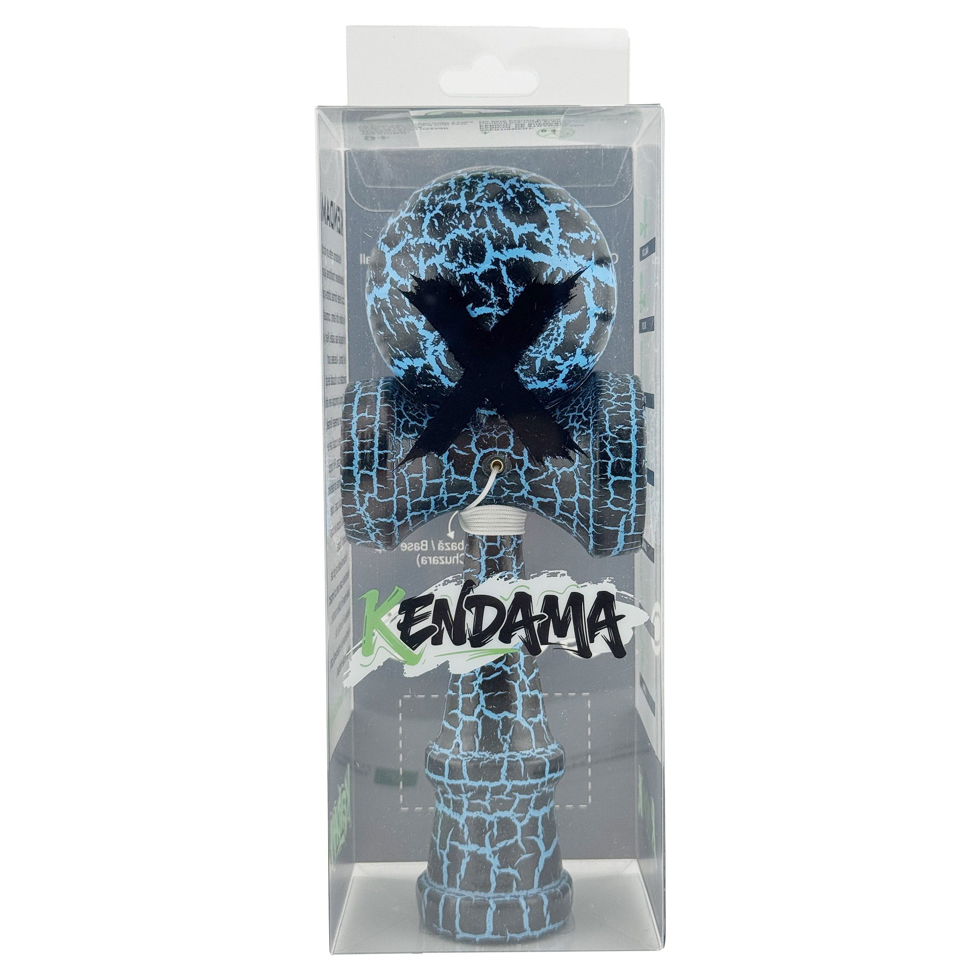 Kendama X Originala, Profesionala, Flippy, Cracked, din Lemn, 18 cm,  Negru, Albastru [10]