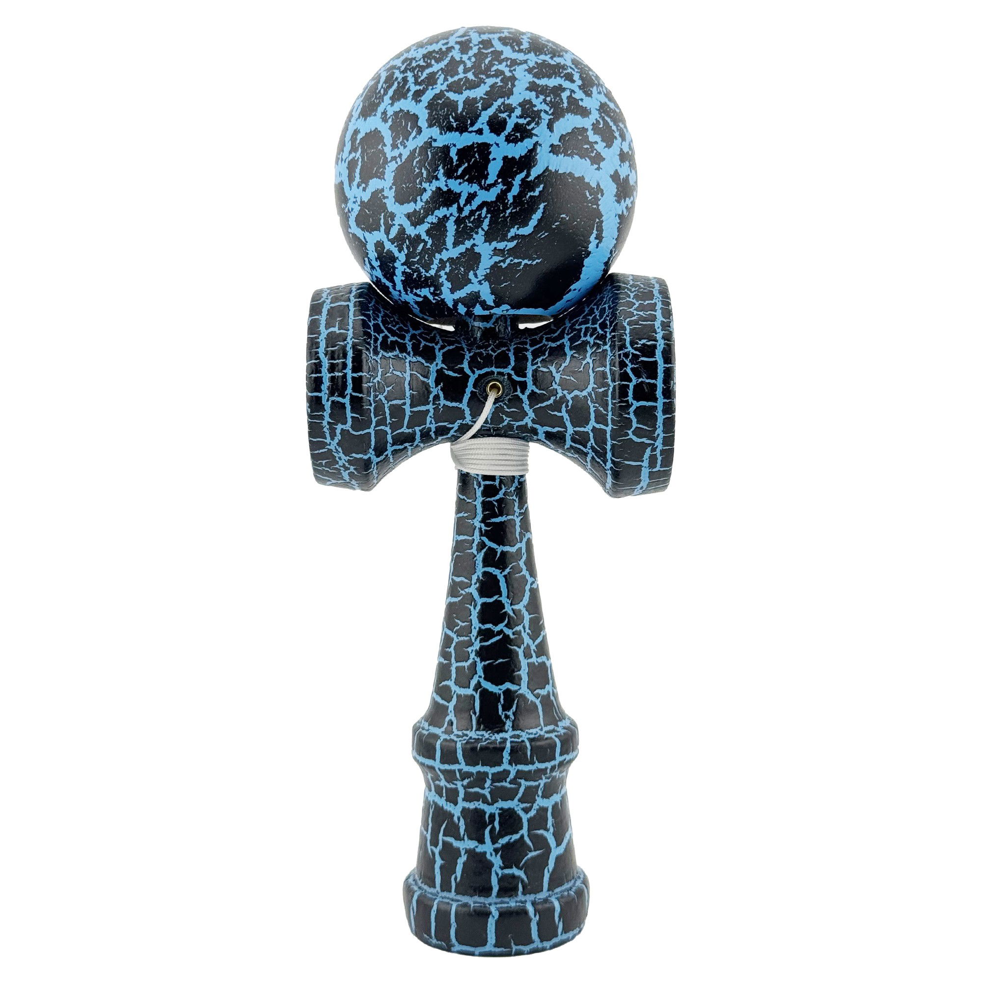 Kendama Cracked - Kendama X Originala, Profesionala, Flippy, Cracked, din Lemn, 18 cm,  Negru, Albastru