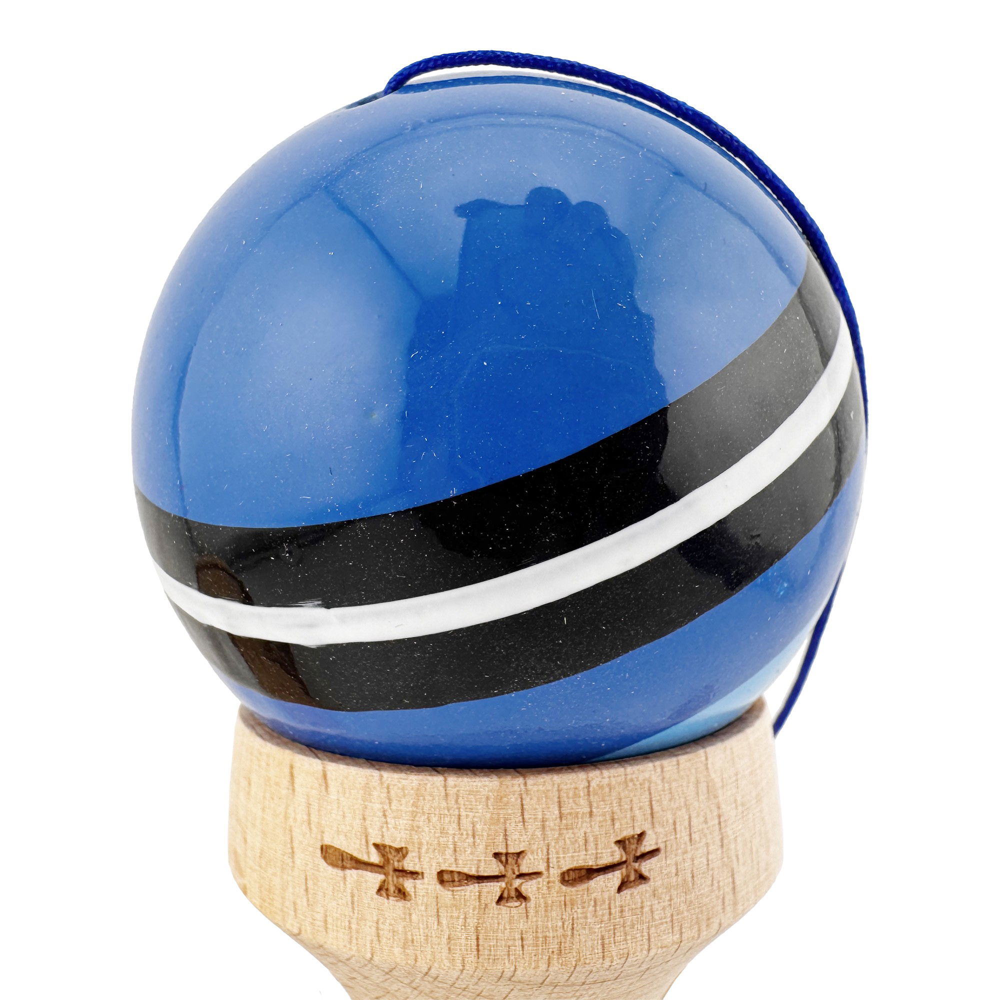 Kendama X Originala, Profesionala, Flippy, SATURN Blue Planet, Super Sticky cu Cupe Mari KING SIZE V3, Gaura in Baza, Rulment Metalic, din lemn 18 cm, Ata 62/65 cm, Albastru [10]