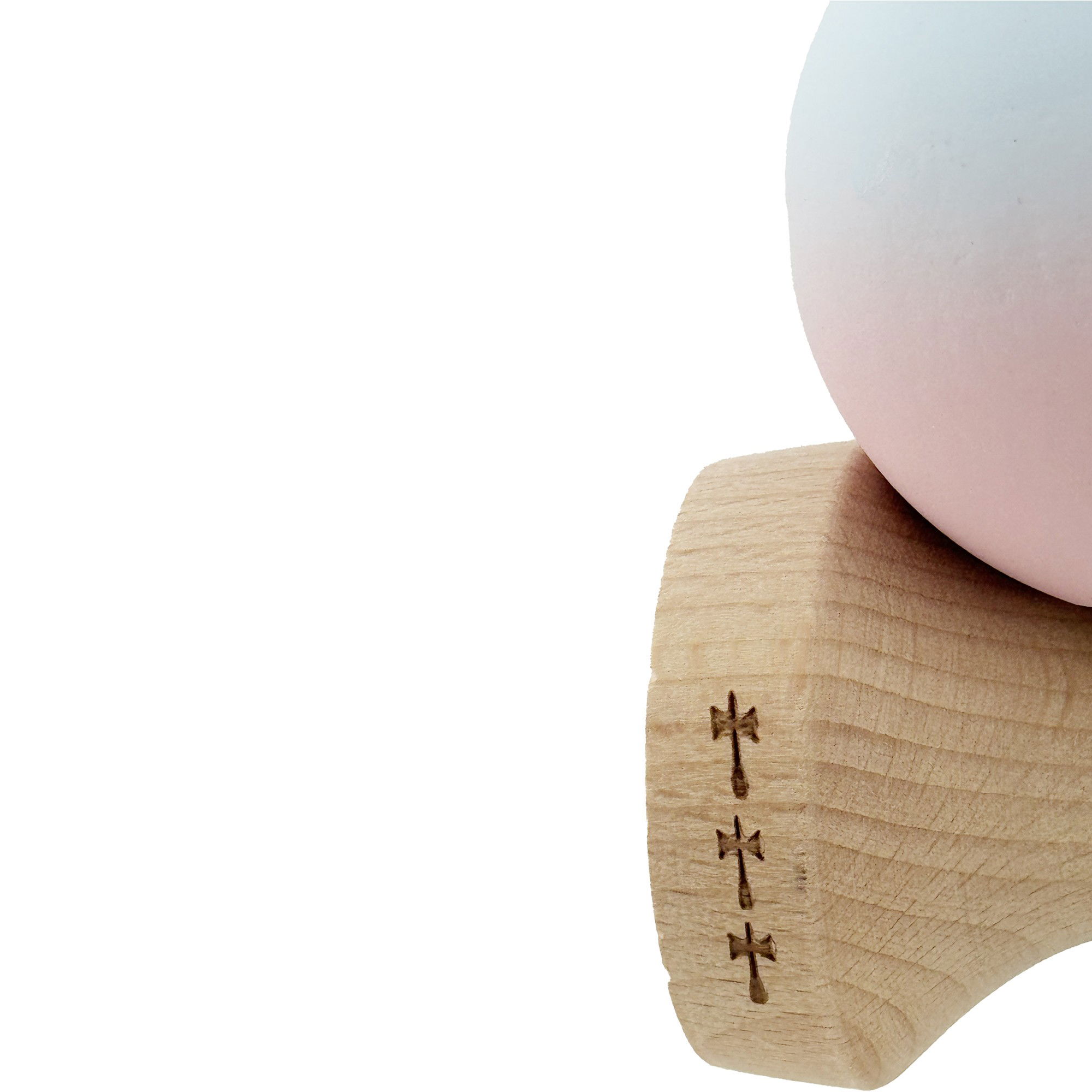 Kendama X Originala, Profesionala, Flippy, Cupe Mari KING SIZE V3, Rubber Grip, Gaura in Baza, Rulment Metalic, din lemn 18 cm, Ata 62/65 cm, Gradient Albastru deschis/Roz [7]