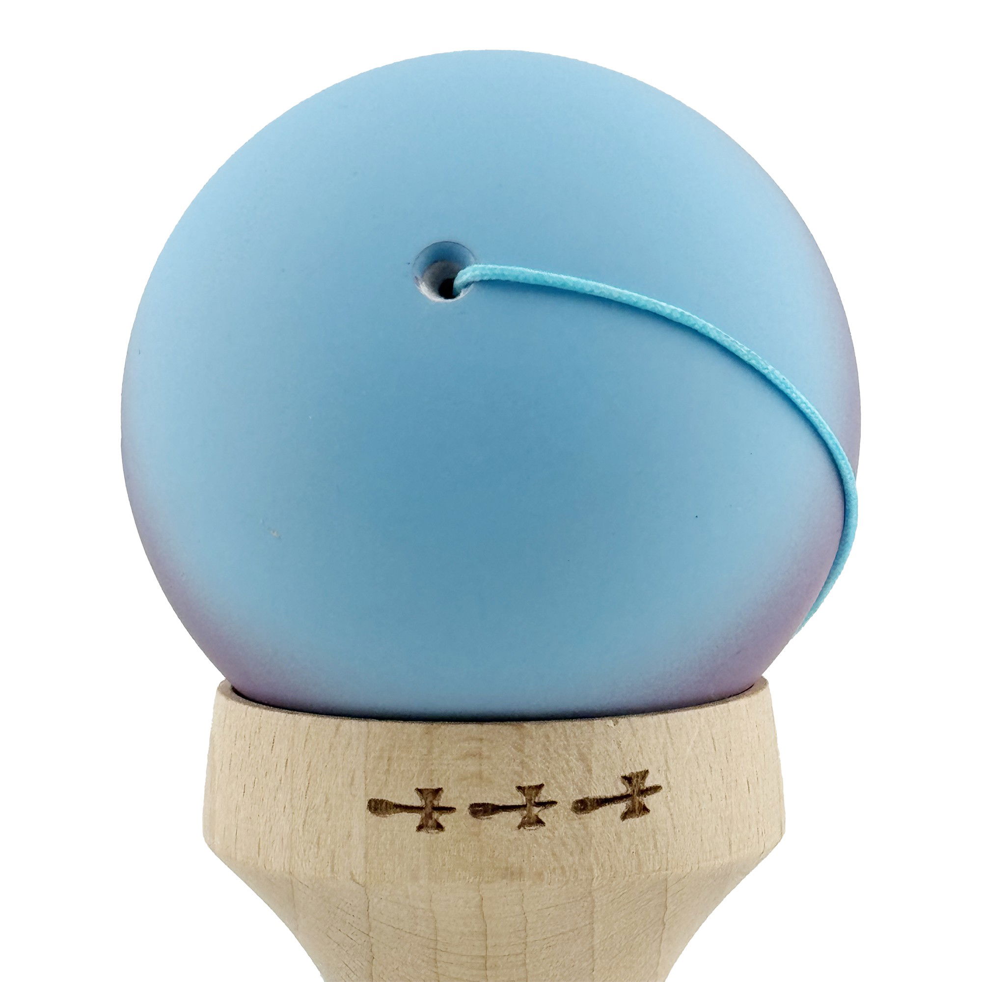 Kendama X Originala, Profesionala, Flippy, Cupe Mari KING SIZE V3, Rubber Grip, Gaura in Baza, Rulment Metalic, din lemn 18 cm, Ata 62/65 cm, Gradient Albastru deschis/Mov/Roz [9]