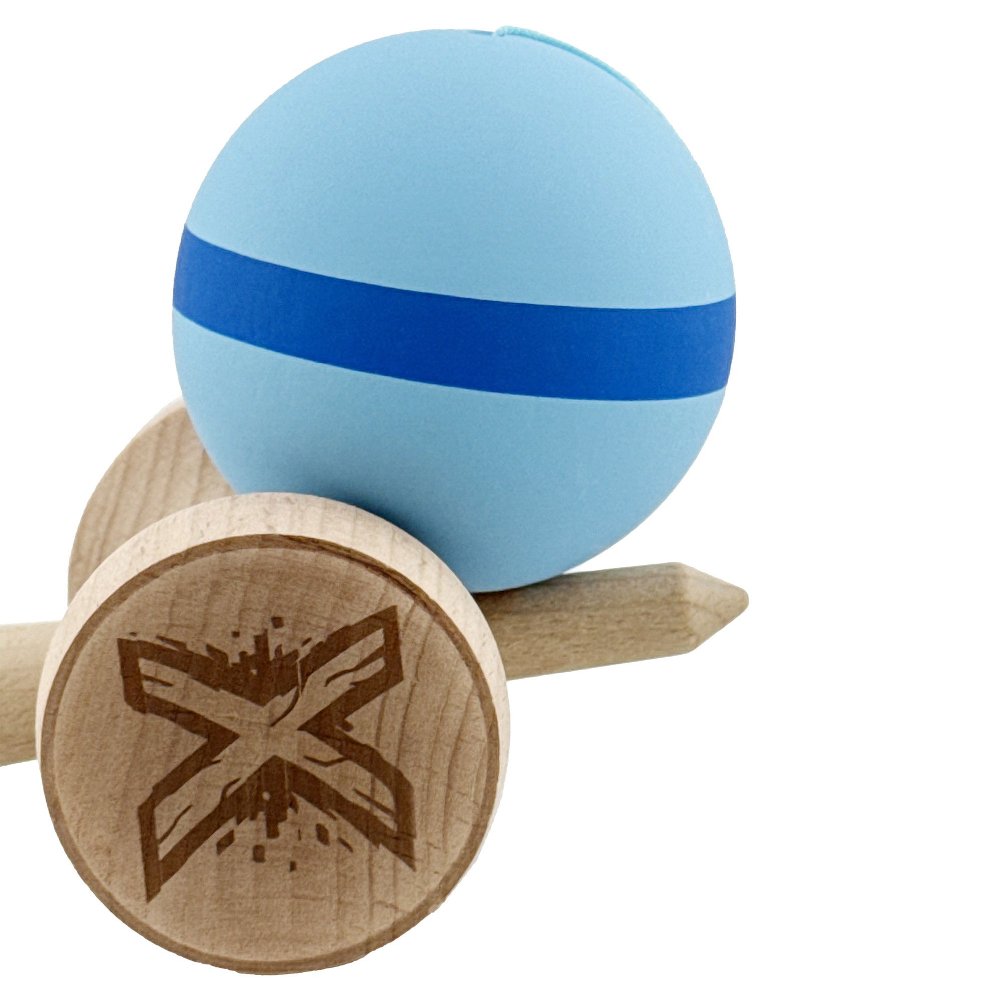 Kendama X Originala, Profesionala, Flippy, Cupe Mari KING SIZE V3, Rubber Grip, Gaura in Baza, Rulment Metalic, din lemn 18 cm, Ata 62/65 cm, M Bleu/Albastru/Bleu [9]
