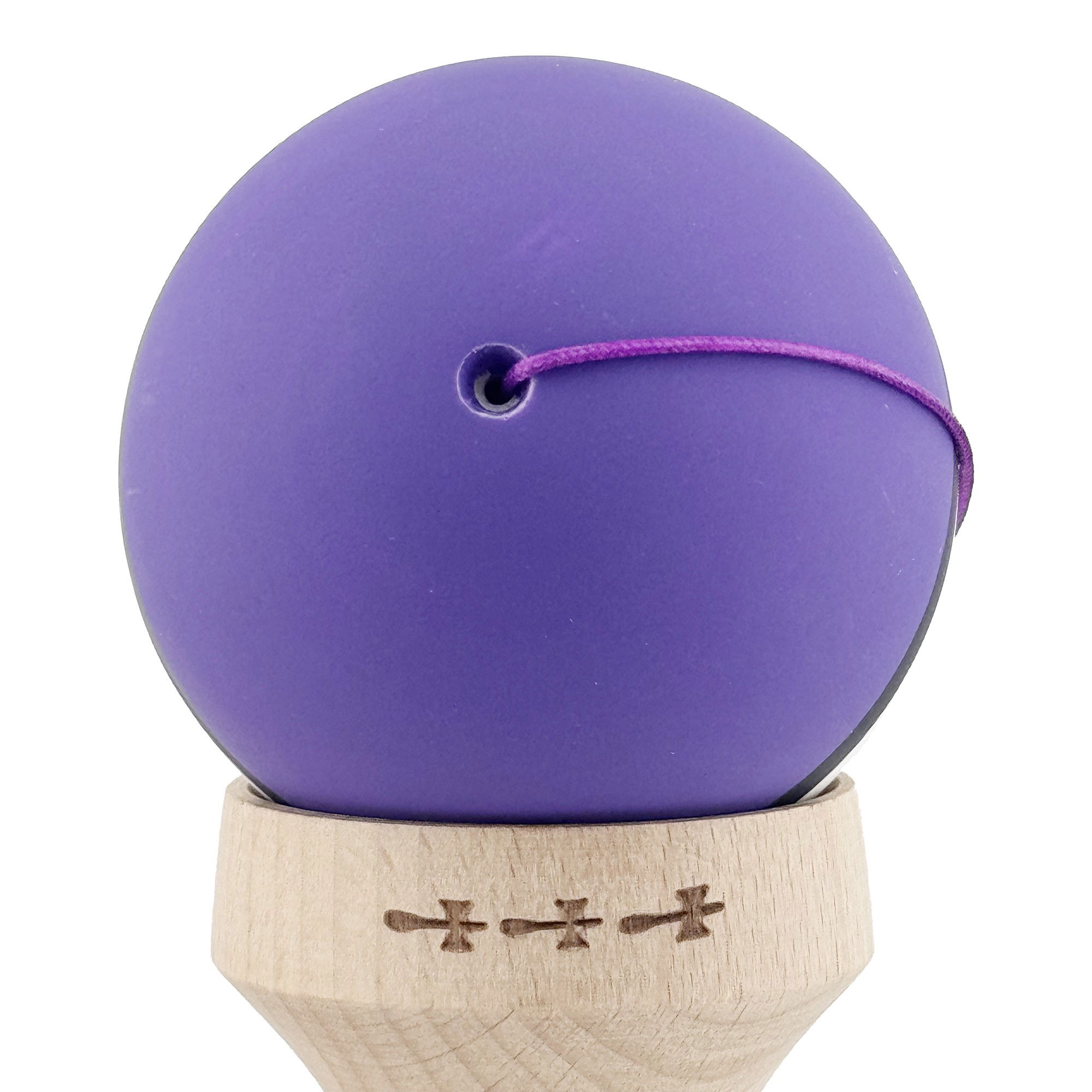 Kendama X Originala, Profesionala, Flippy, Cupe Mari KING SIZE V3, Rubber Grip, Gaura in Baza, Rulment Metalic, din lemn 18 cm, Ata 62/65 cm, S Bicolor Mov/Alb [9]