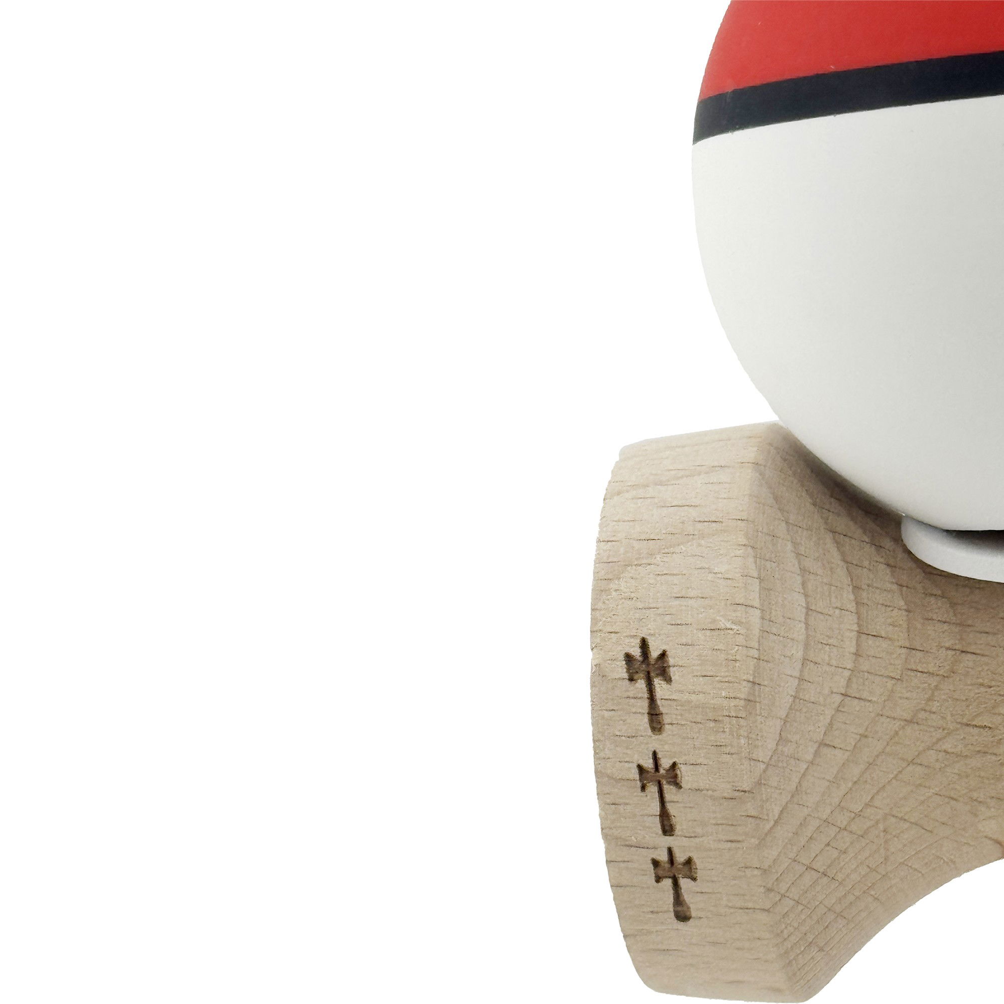 Kendama X Originala, Profesionala, Flippy, Cupe Mari KING SIZE V3, Rubber Grip, Gaura in Baza, Rulment Metalic, din lemn 18 cm, Ata 62/65 cm, S Bicolor Rosu/Alb [8]