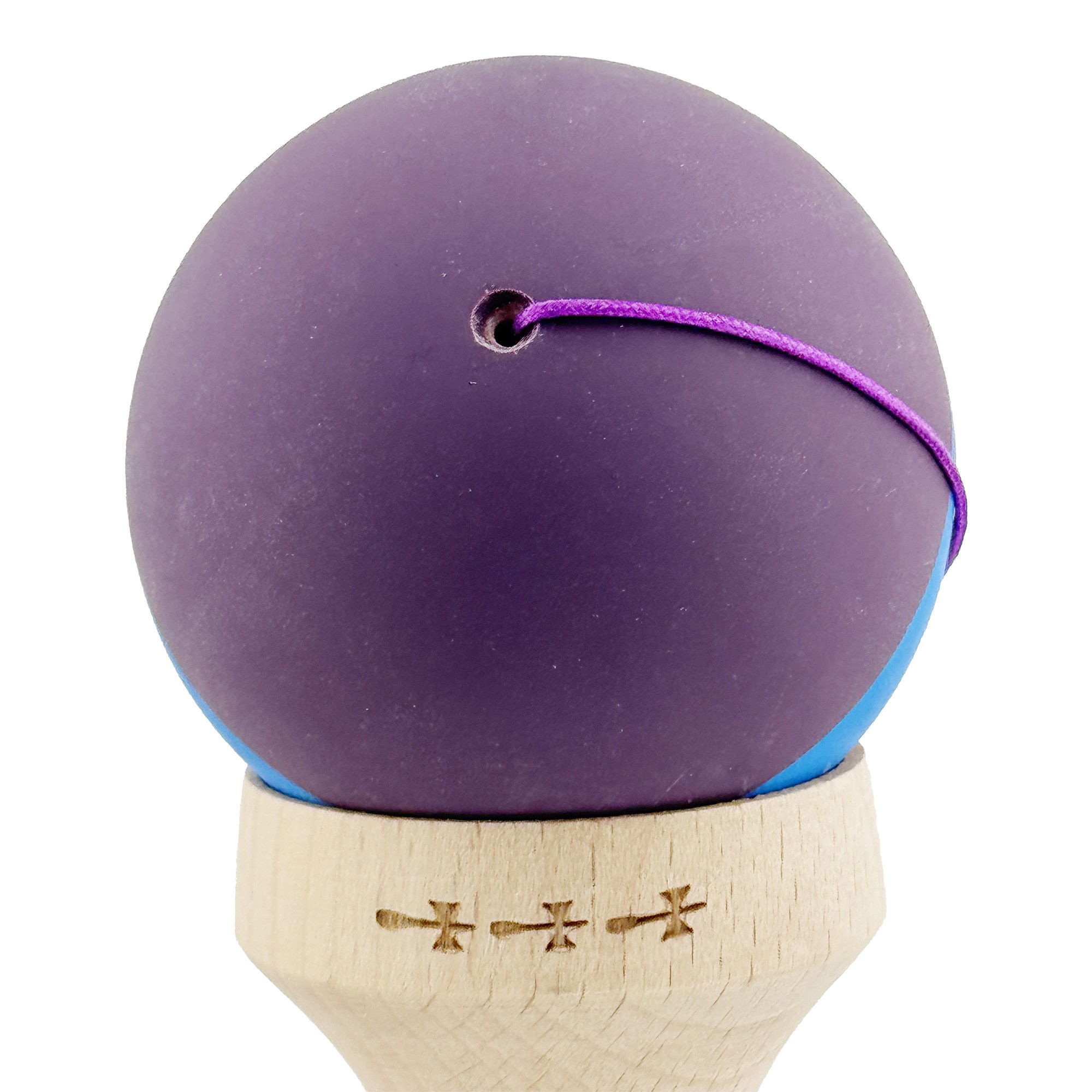 Kendama X Originala, Profesionala, Flippy, Cupe Mari KING SIZE V3, Rubber Grip, Gaura in Baza, Rulment Metalic, din lemn 18 cm, Ata 62/65 cm, M Mov/Albastru/Mov [10]