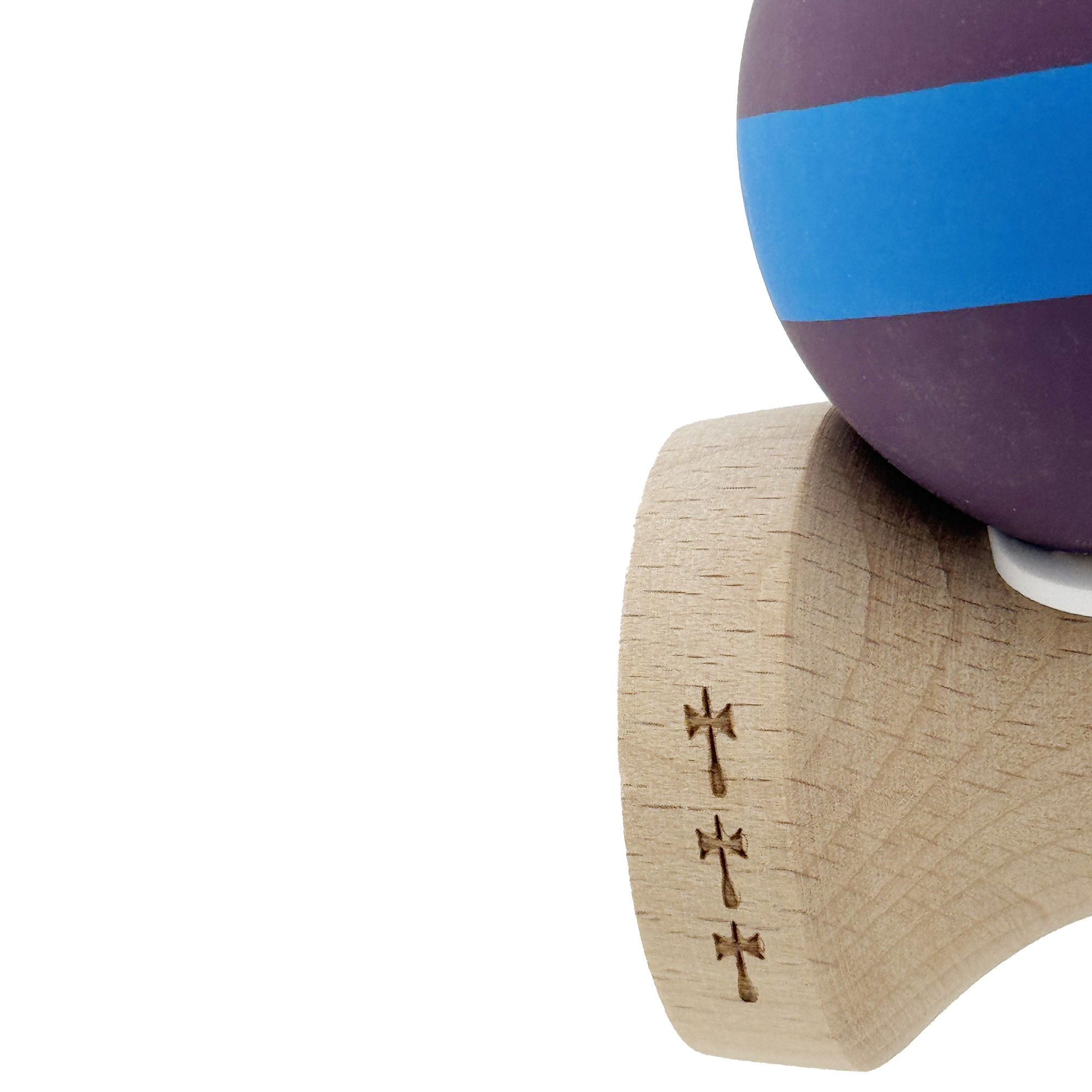 Kendama X Originala, Profesionala, Flippy, Cupe Mari KING SIZE V3, Rubber Grip, Gaura in Baza, Rulment Metalic, din lemn 18 cm, Ata 62/65 cm, M Mov/Albastru/Mov [8]