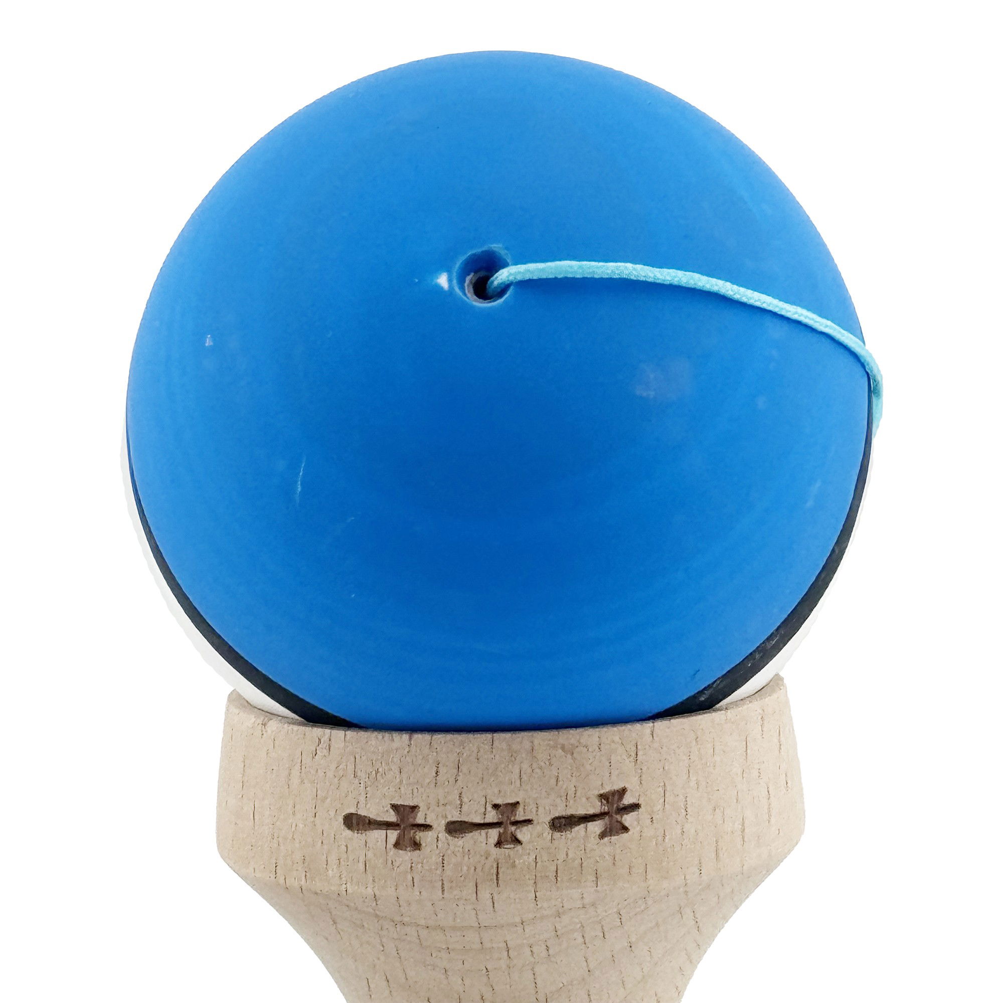 Kendama X Originala, Profesionala, Flippy, Cupe Mari KING SIZE V3, Rubber Grip, Gaura in Baza, Rulment Metalic, din lemn 18 cm, Ata 62/65 cm, S Bicolor Albastru/Alb [10]