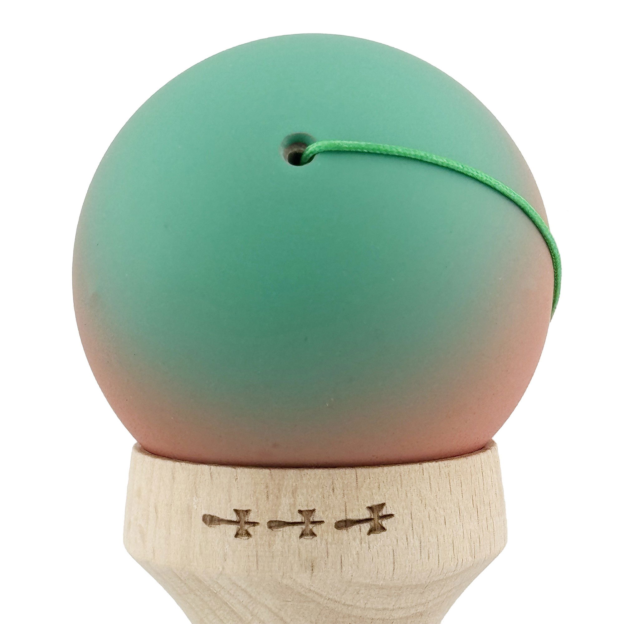 Kendama X Originala, Profesionala, Flippy, Cupe Mari KING SIZE V3, Rubber Grip, Gaura in Baza, Rulment Metalic, din lemn 18 cm, Ata 62/65 cm, Gradient Verde/Roz/Rosu [9]