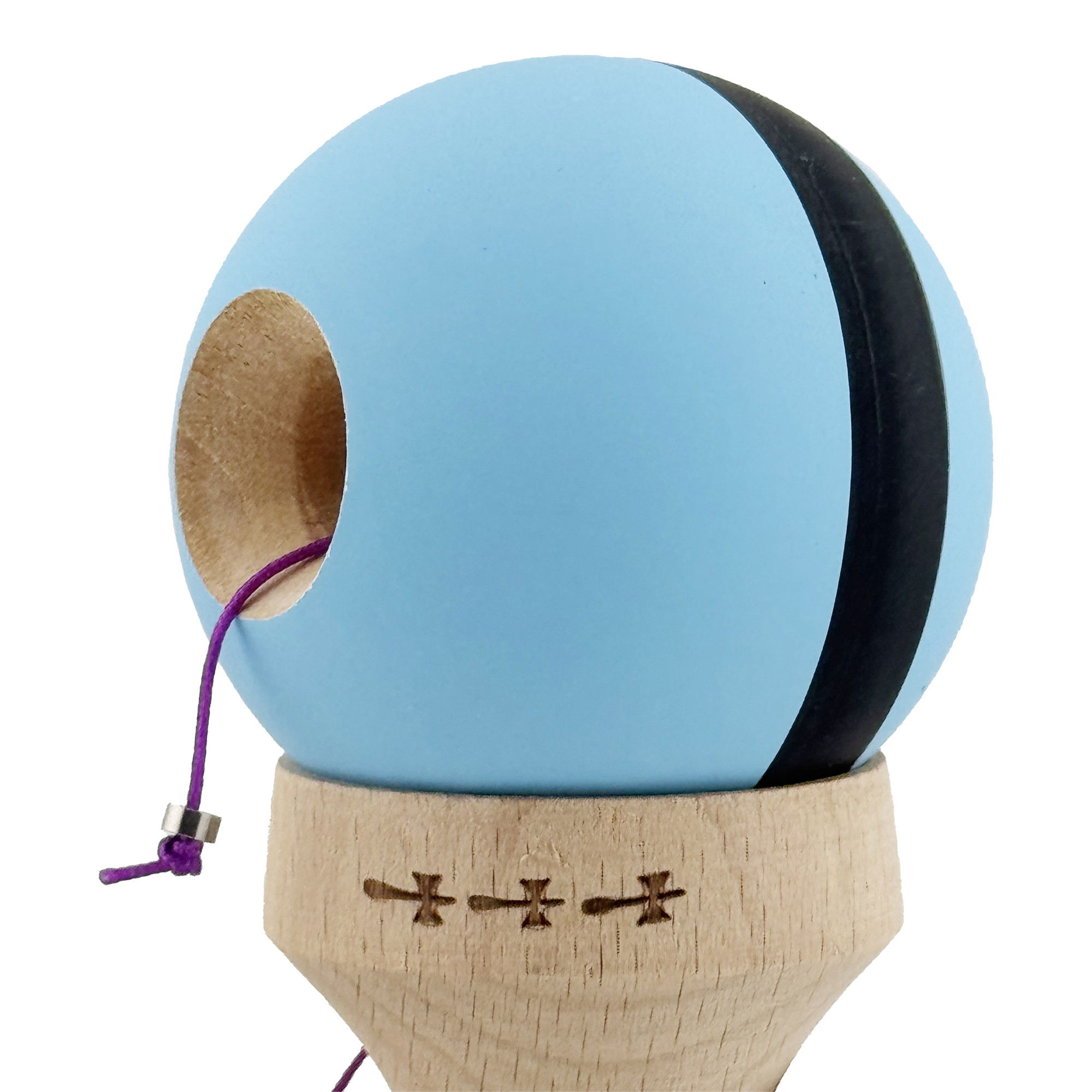 Kendama X Originala, Profesionala, Flippy, Cupe Mari KING SIZE V3, Rubber Grip, Gaura in Baza, Rulment Metalic, din lemn 18 cm, Ata 62/65 cm, M Bleu/Negru/Bleu [7]