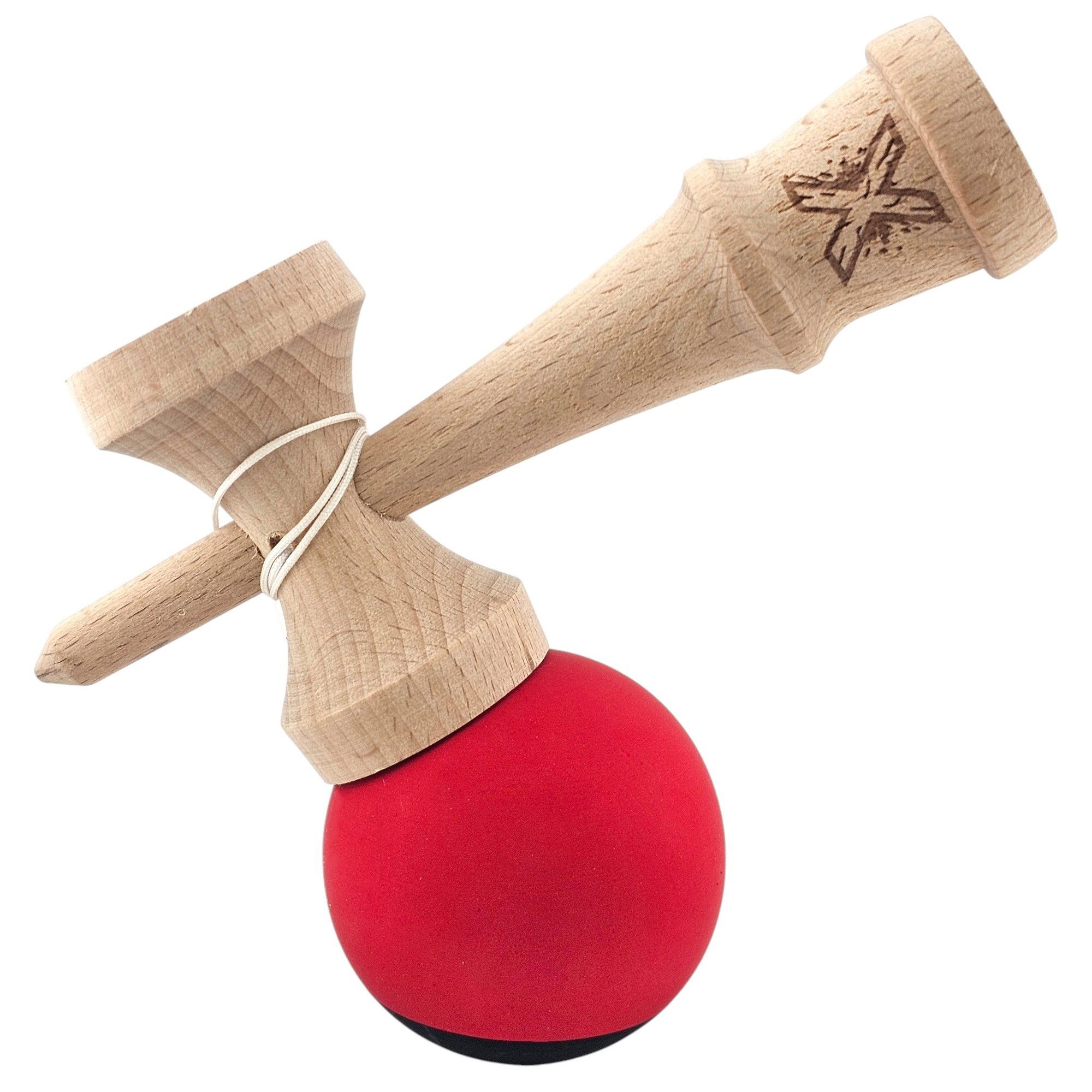 Kendama X Originala, Profesionala, Flippy, din Lemn, 18 cm, Rubber Grip, Negru/Rosu [3]