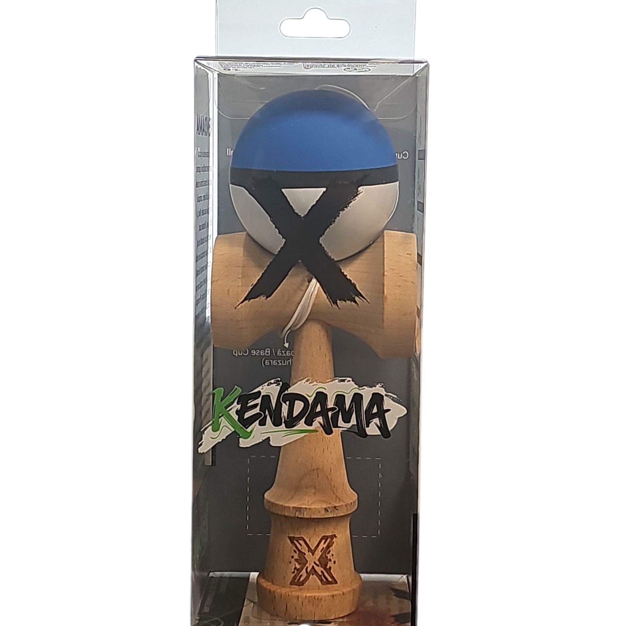 Kendama X Originala, Profesionala, Flippy, din Lemn, 18 cm, Rubber Grip, Albastru/Negru/Alb [4]
