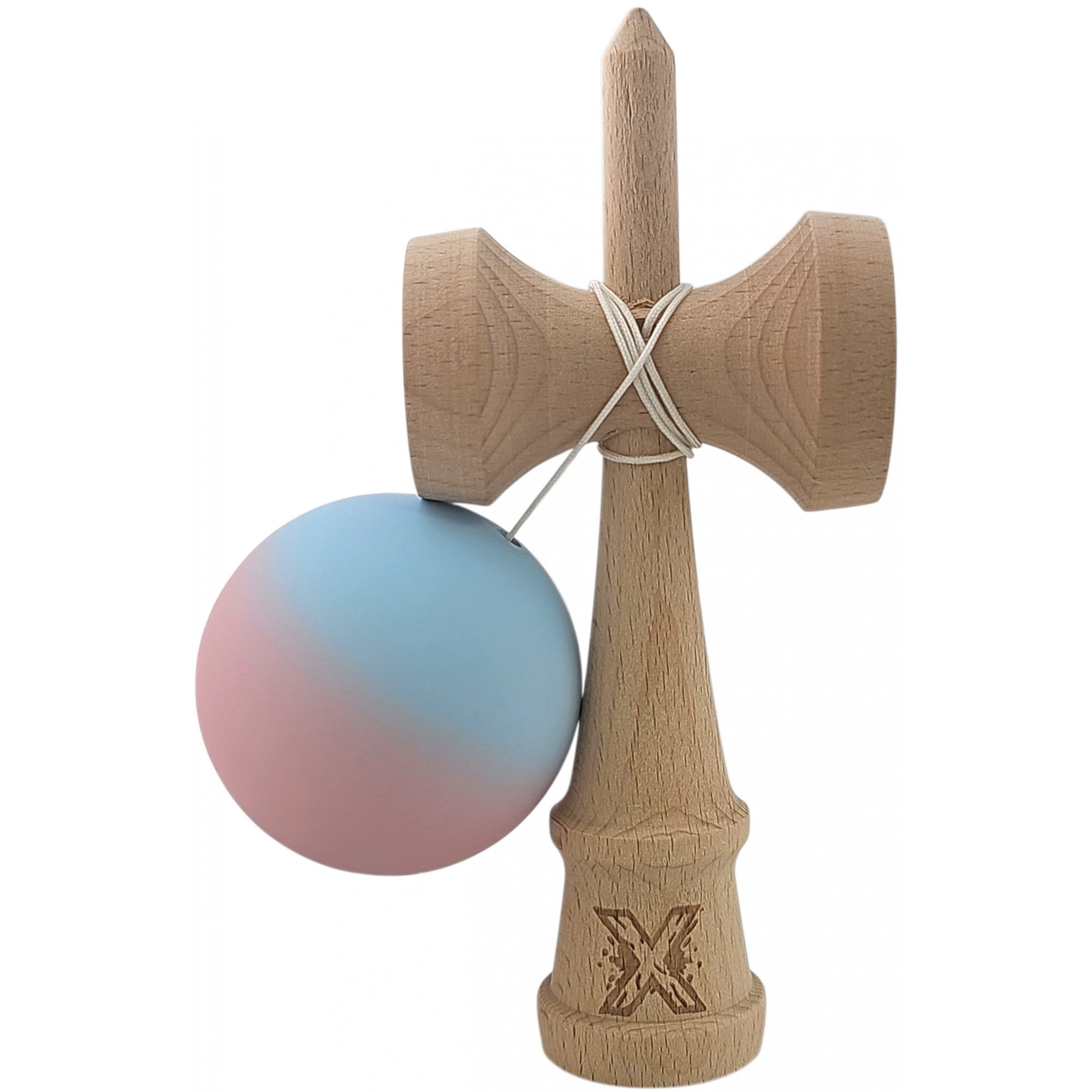 Kendama X Originala, Profesionala, Flippy, din Lemn, Rubber Grip, 18 cm, Albastru/Lila [4]