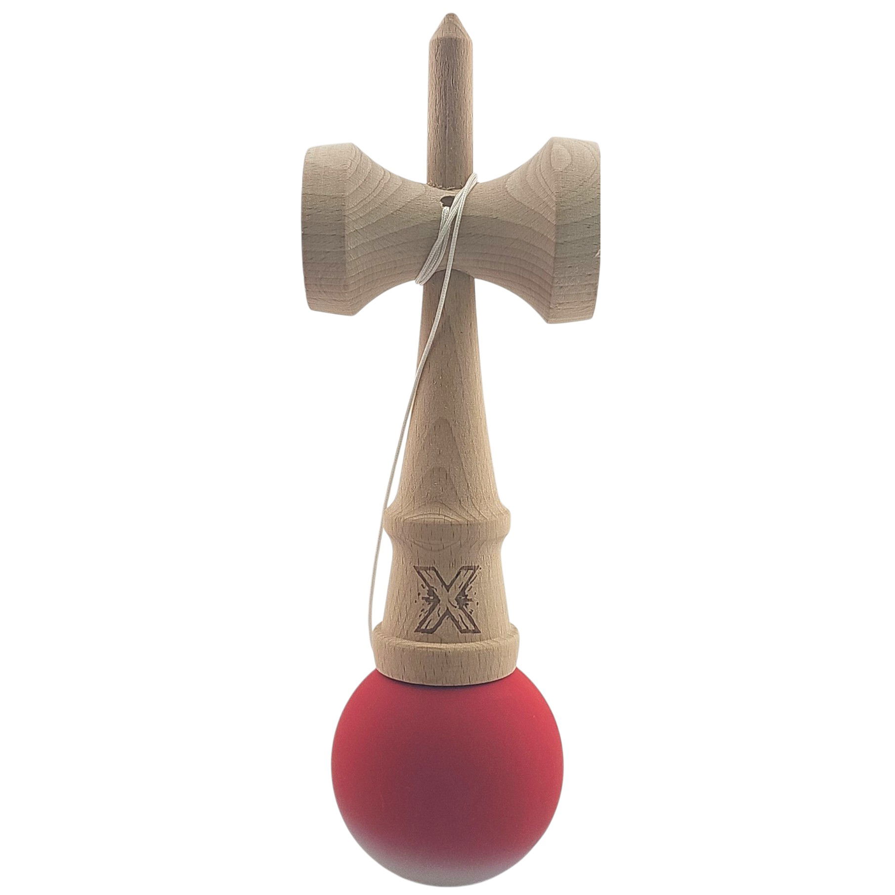 Kendama X Originala, Profesionala, Flippy, din Lemn, Rubber Grip, 18 cm, Rosu/Alb [3]