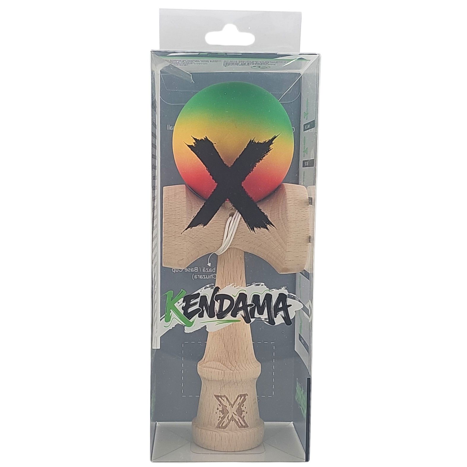 Kendama X Originala, Profesionala, Flippy, din Lemn, Rubber Grip, 18 cm, Gradient Verde/Galben/Rosu [4]