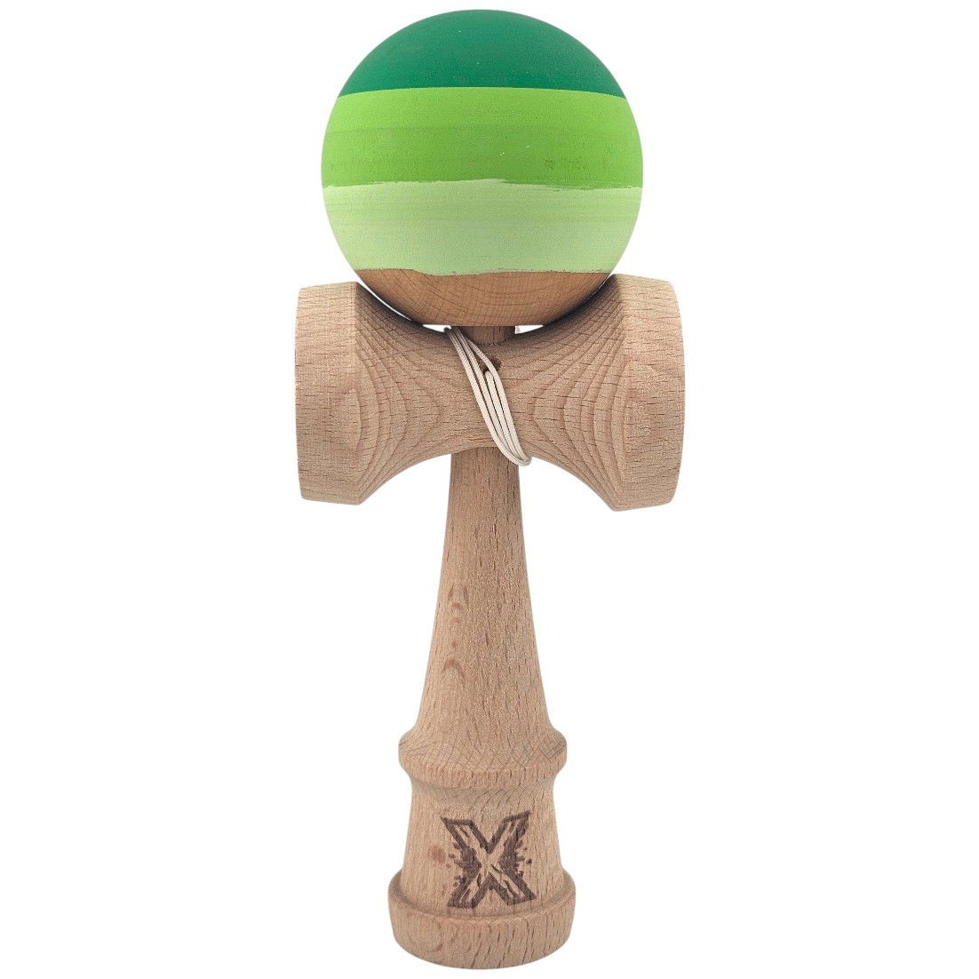 Kendama Rubber Grip - Kendama X Originala, Profesionala, Flippy, din Lemn, Rubber Grip, 18 cm, Verde in 3 Culori