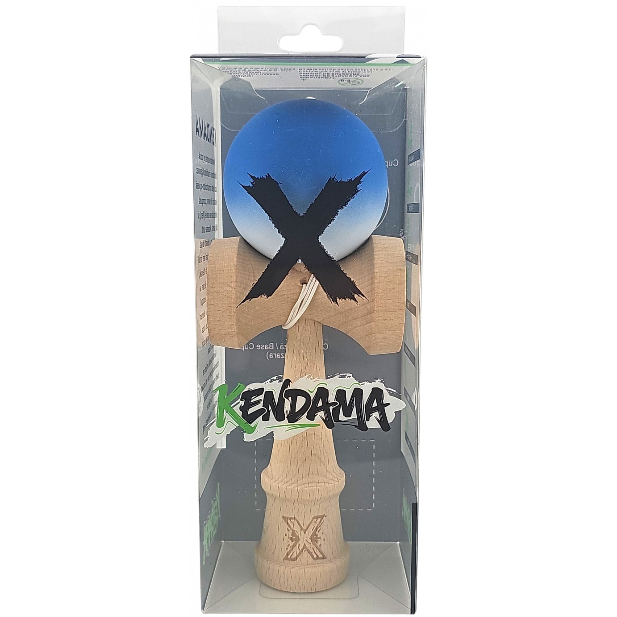 Kendama X Originala, Profesionala, Flippy, din Lemn, Rubber Grip, 18 cm, Albastru/Alb [5]
