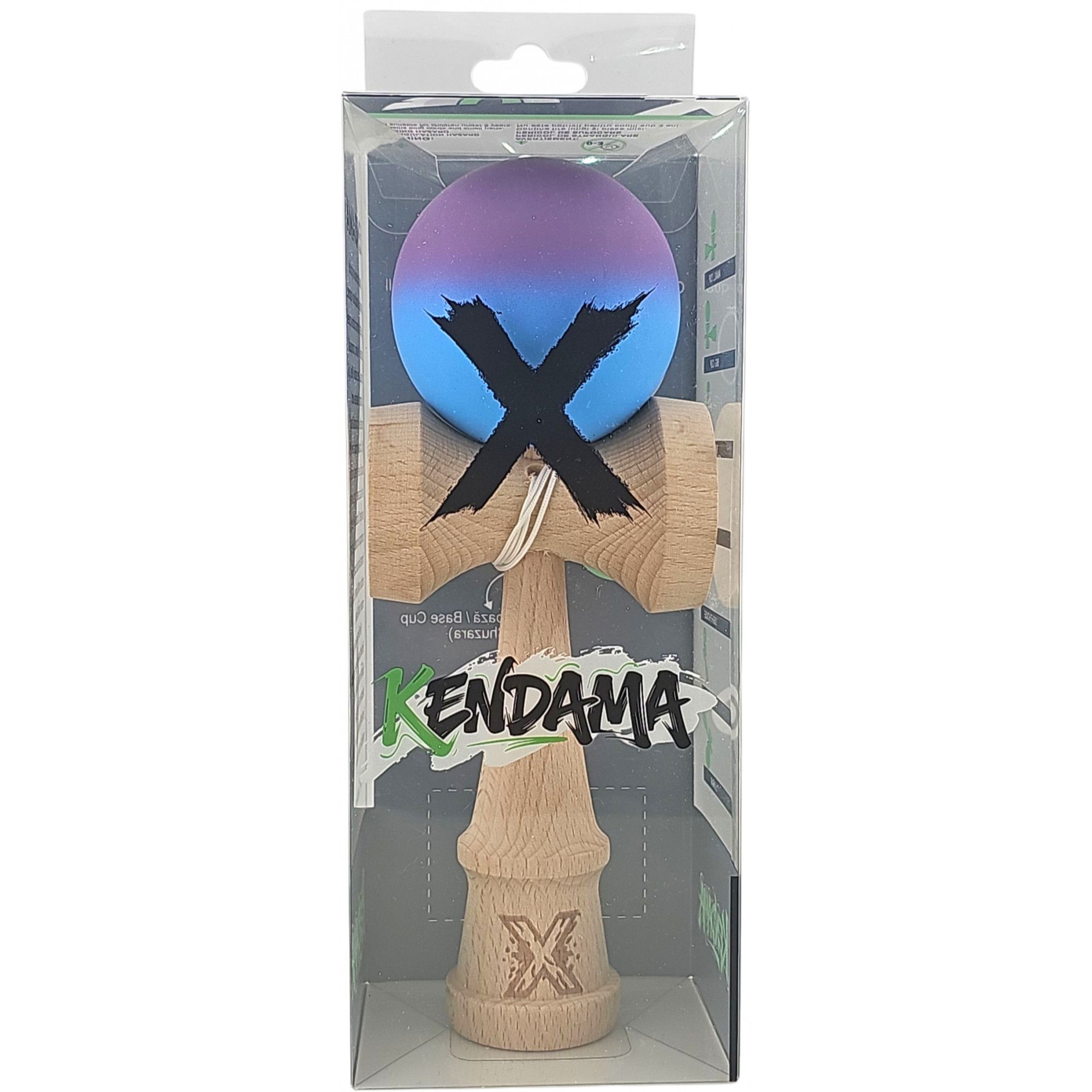 Kendama X Originala, Profesionala, Flippy, din Lemn, Rubber Grip, 18 cm, Gradient Violet/Albastru [4]